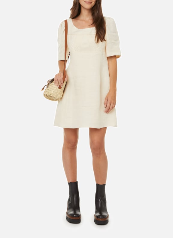 Linen mini dress Beige by CHLOÉ CHLOÉ Linen mini dress Beige
