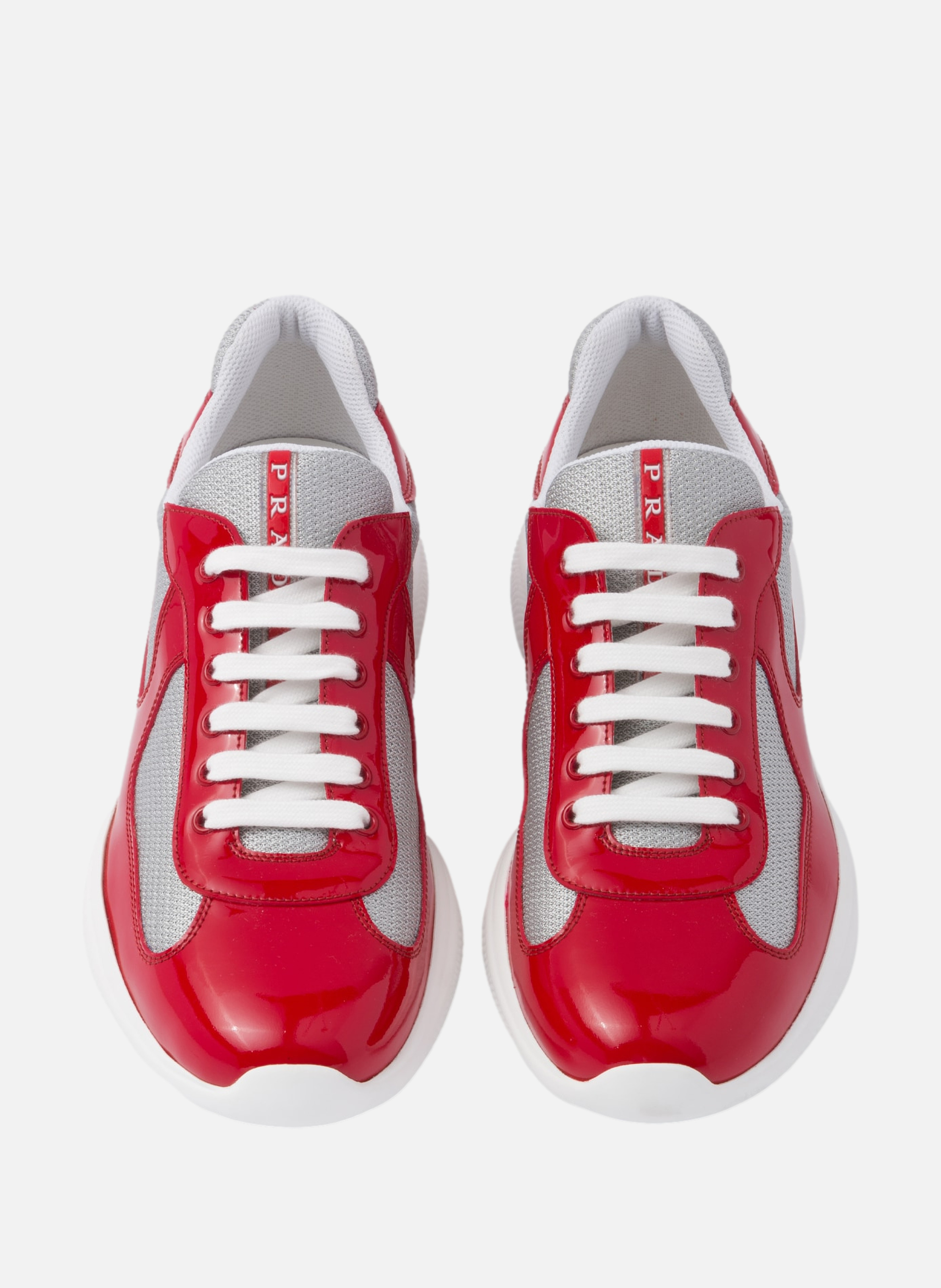 Sneakers prada america’s cup en cuir verni et tiss PRADA Rouge