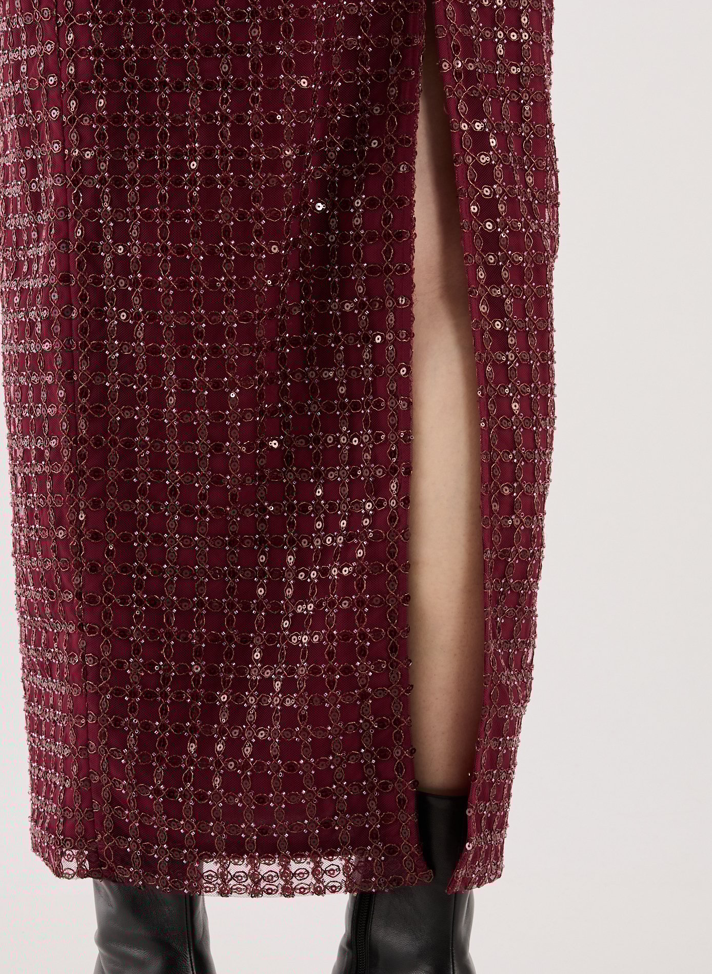 Robe tube longue perlée  ROTATE Rouge