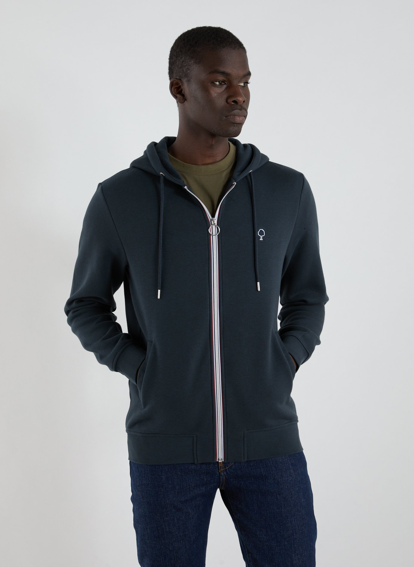 FAGUO Hoodie zippé en coton Bleu