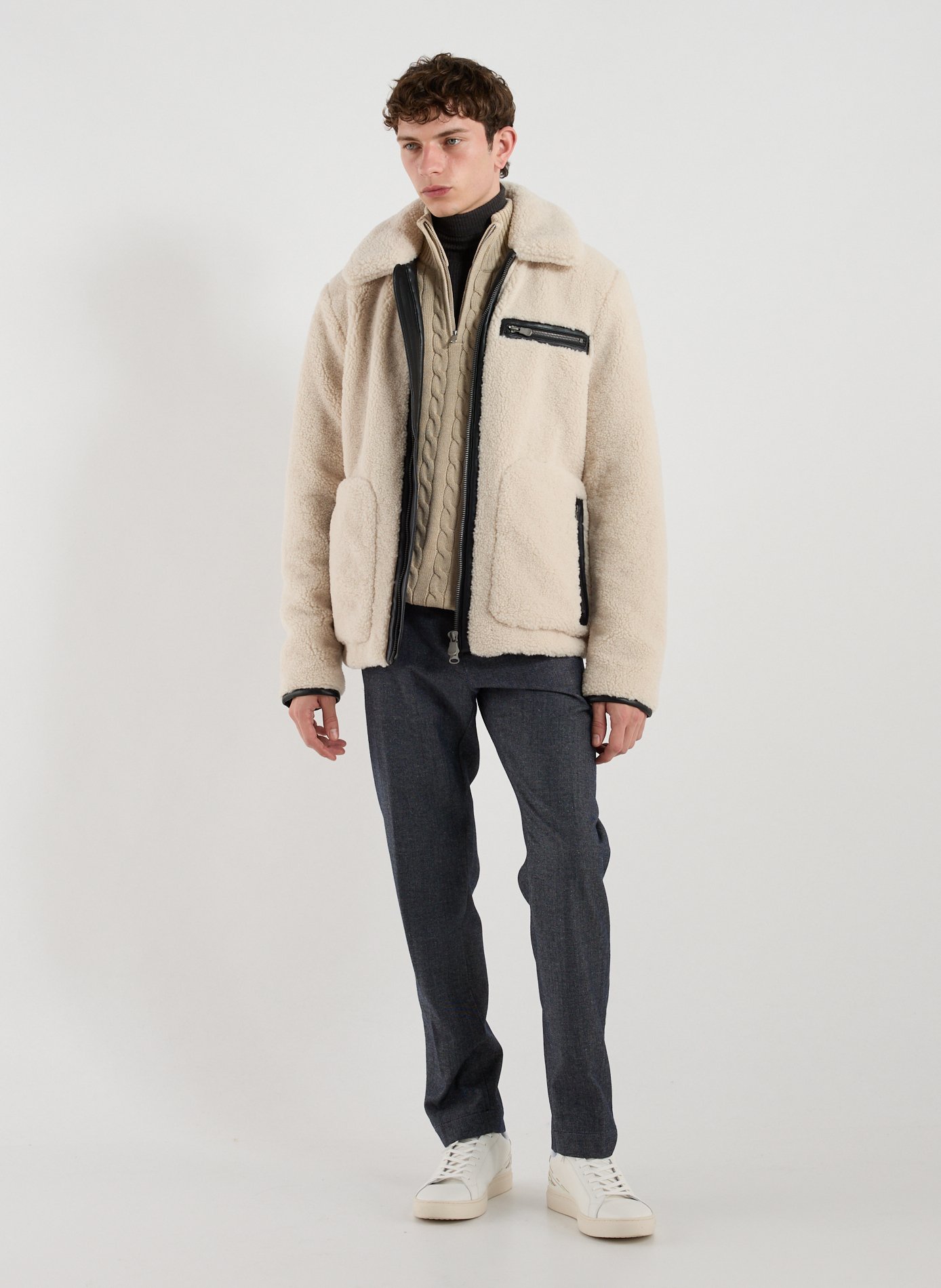 Veste droite shearling à col classique SAVE THE DUCK Beige