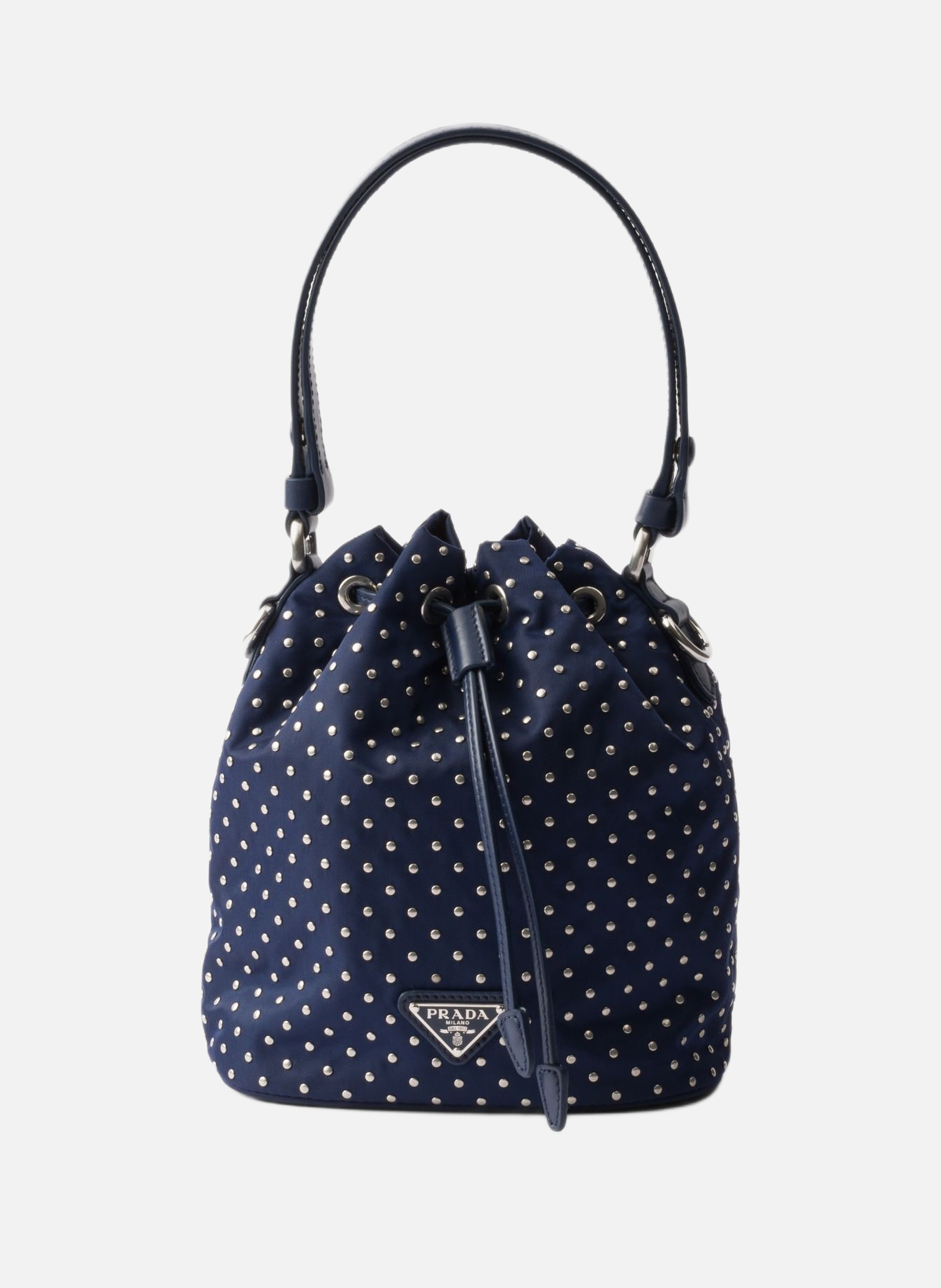 Mini sac en re-nylon avec clous PRADA Bleu