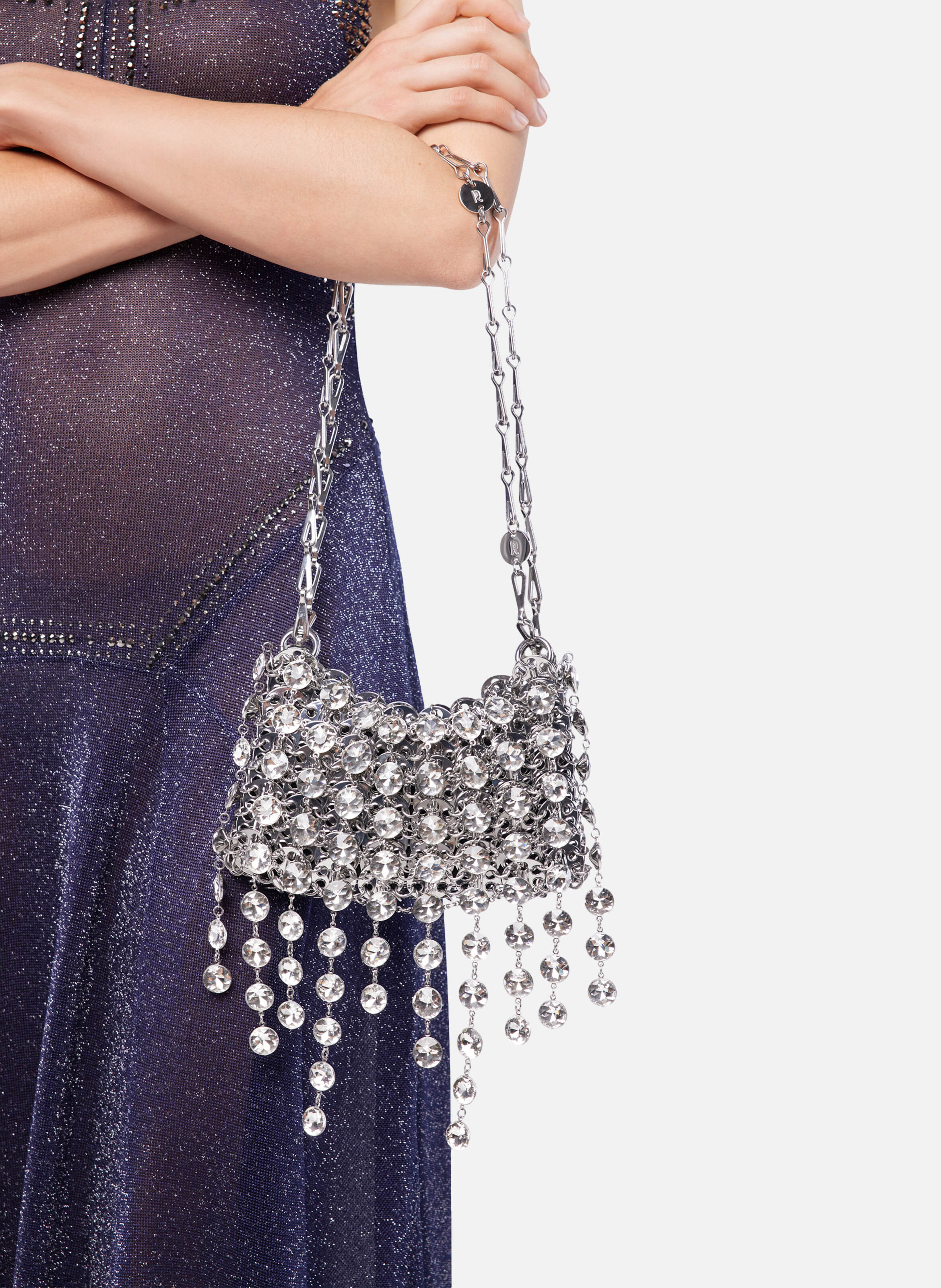 Sac nano 1969 strass RABANNE Argent