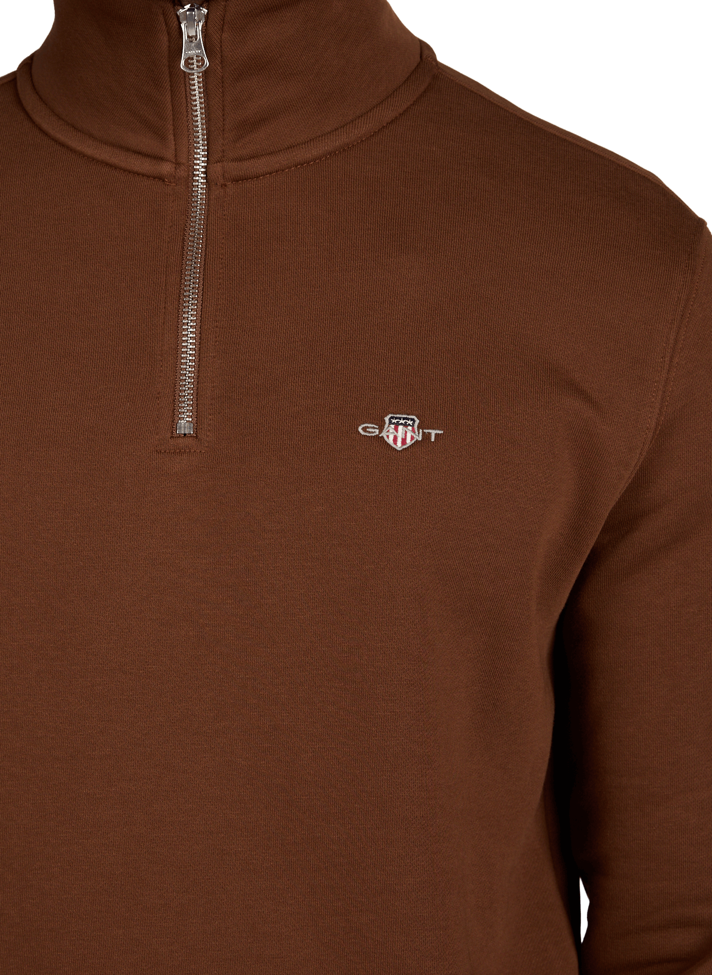Cotton half-zip sweatshirt GANT Brown