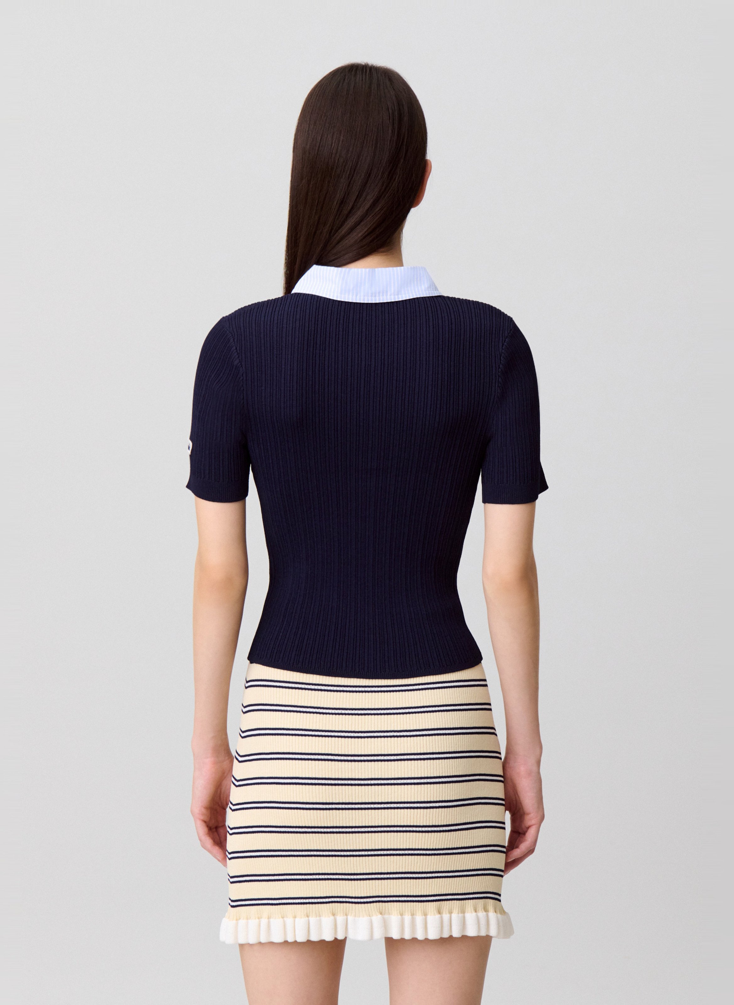 Cardigan ajusté col classique CLAUDIE PIERLOT Bleu