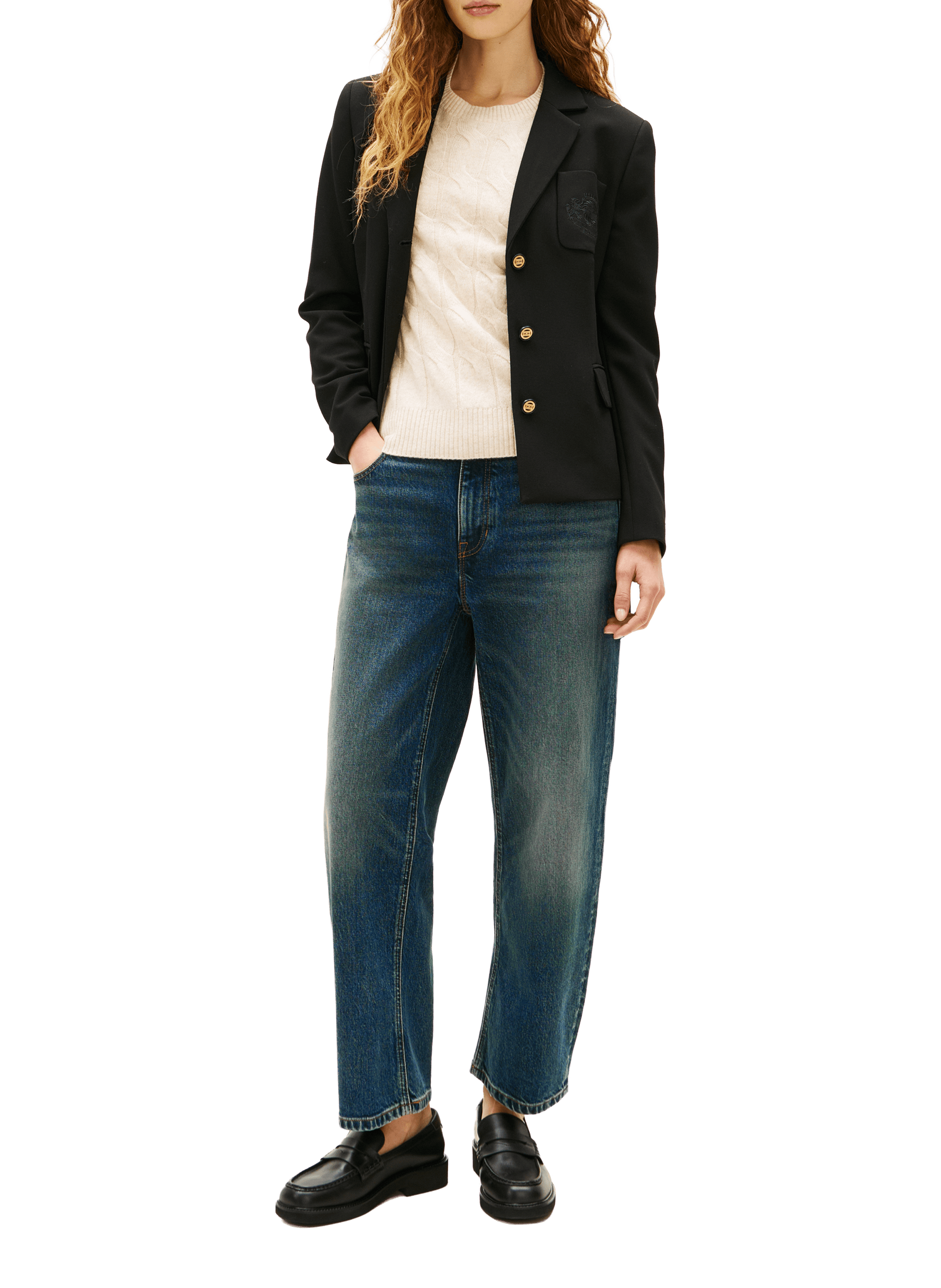 Fitted blazer with embroidered crest TOMMY HILFIGER Black