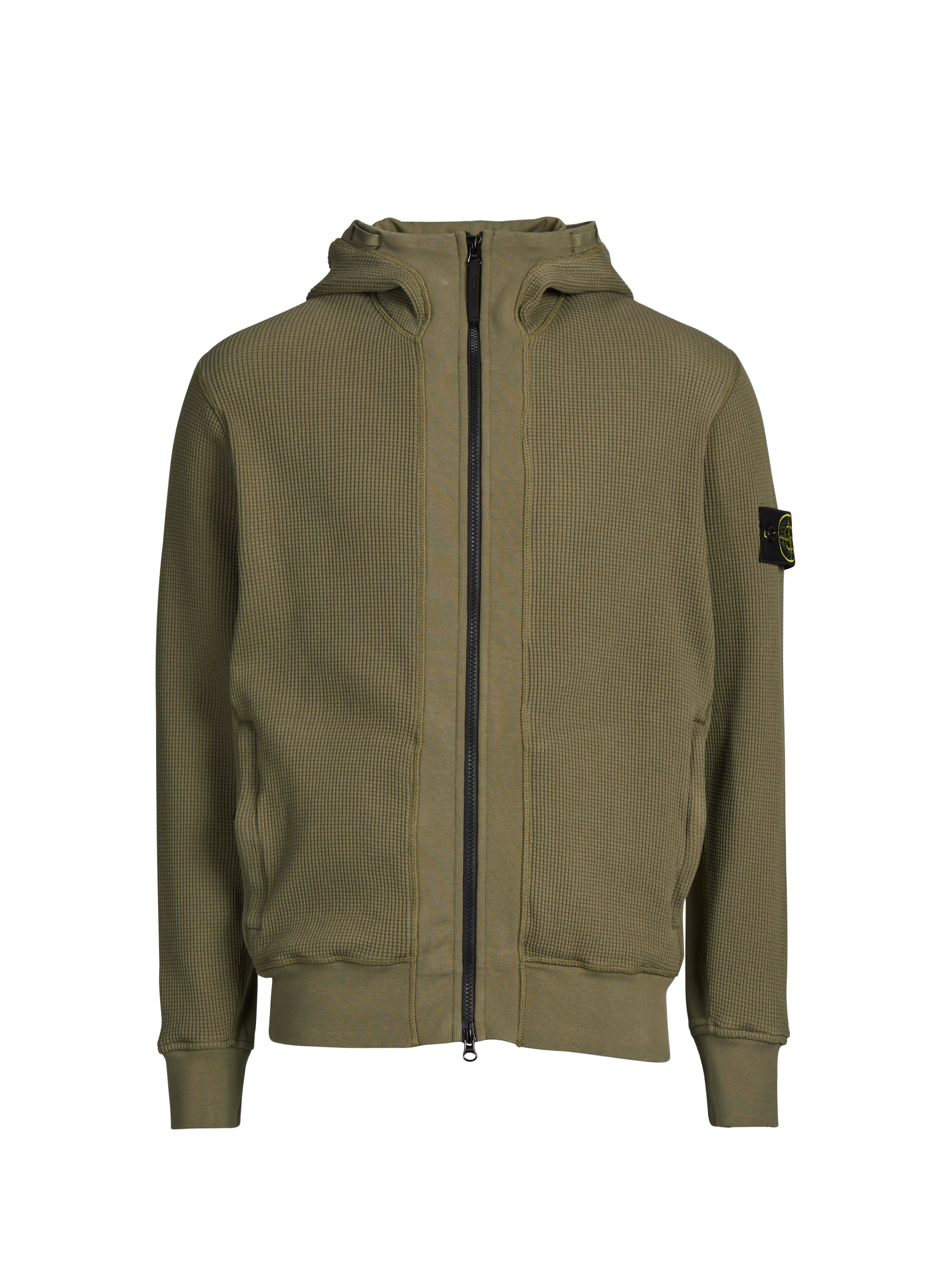 Cotton zip-up jacket STONE ISLAND Khaki