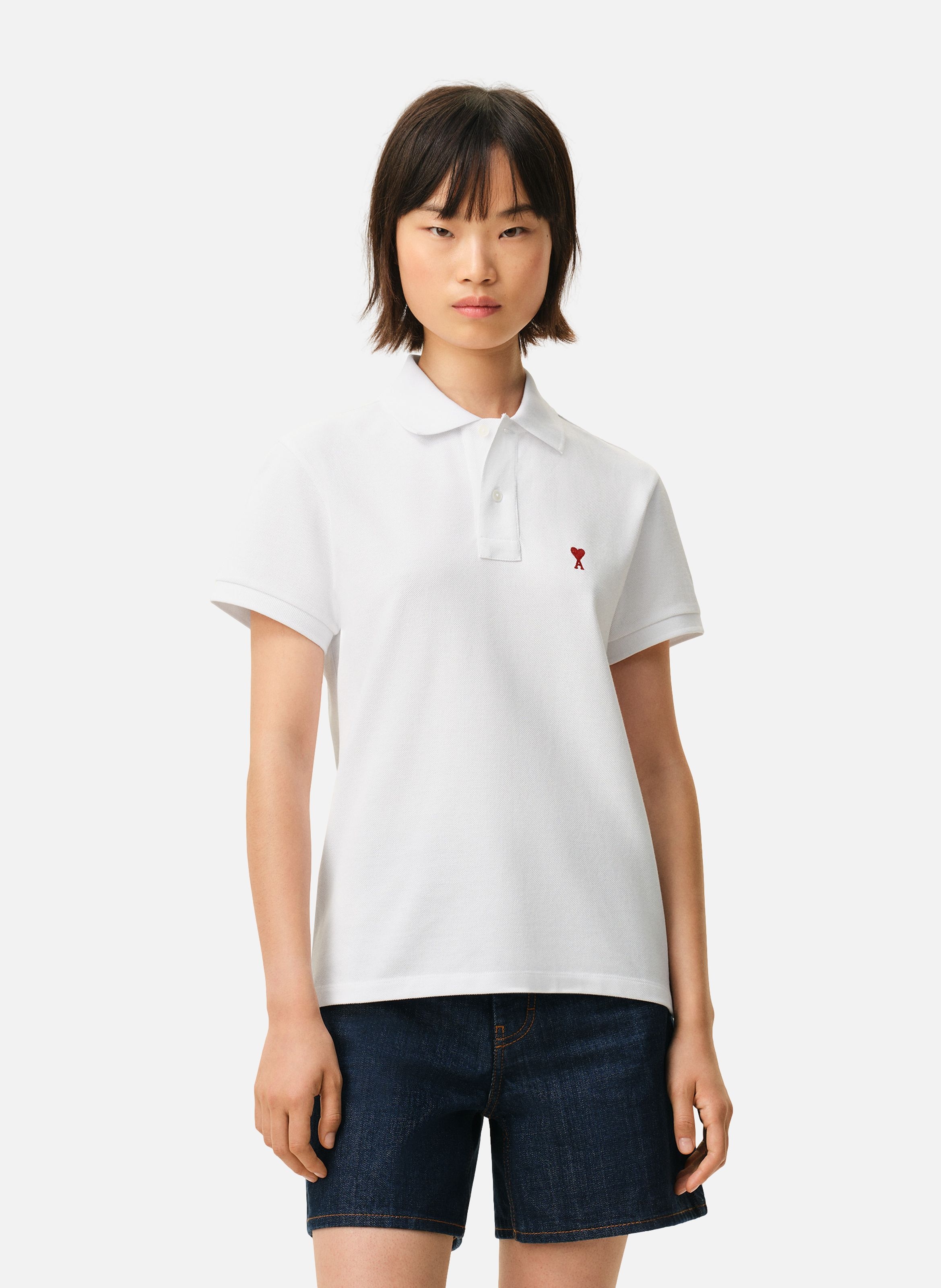 Polo Ami de Coeur unisexe Blanc