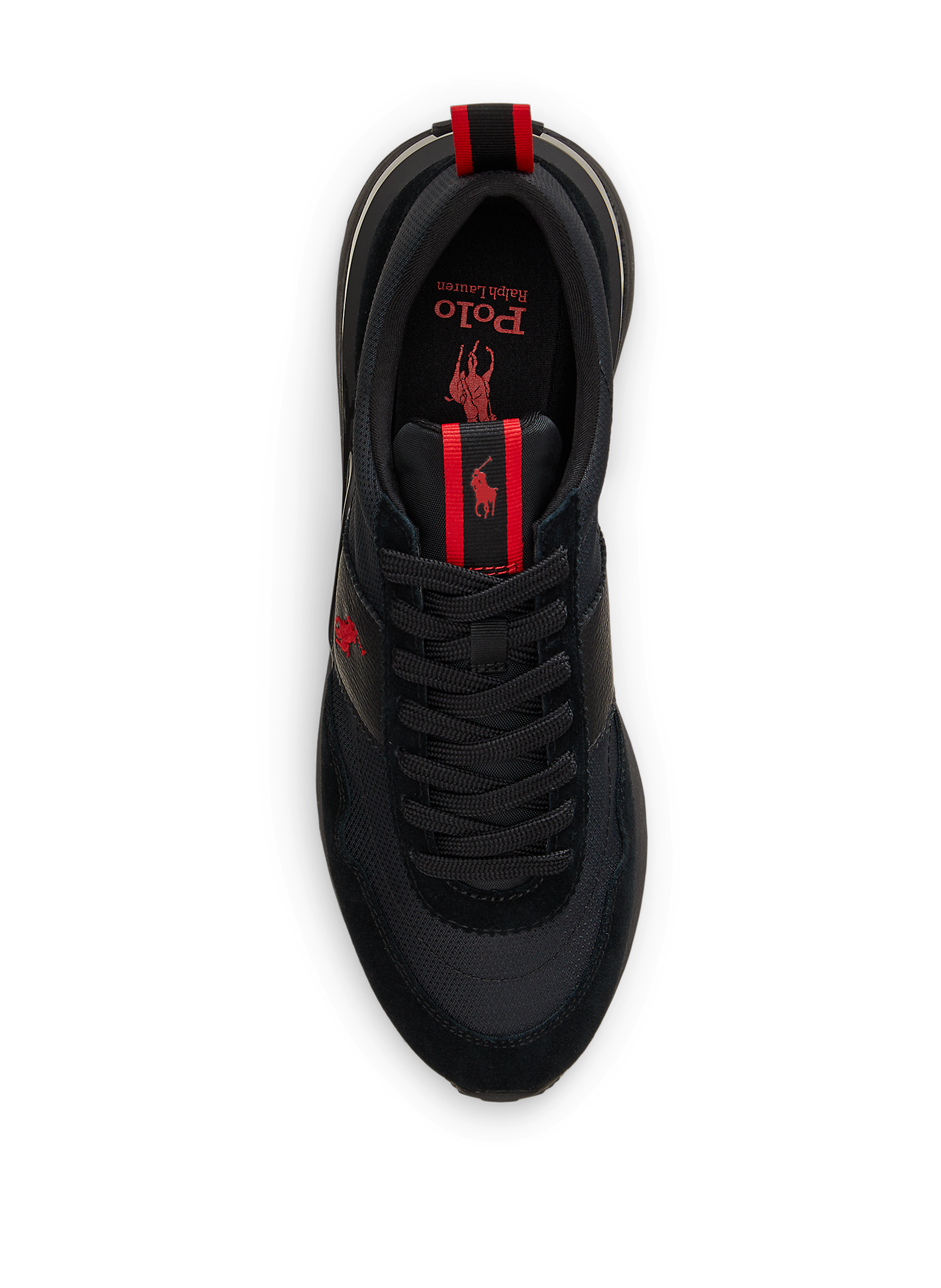 Baskets basses à logo en cuir de vache mélangé POLO RALPH LAUREN Noir