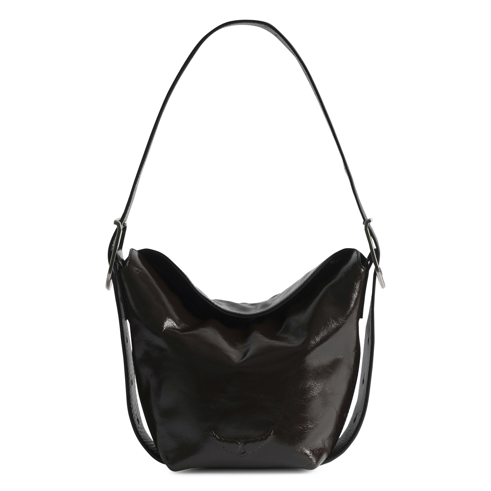 Sac porté épaule en cuir verni baby jane ZADIG&VOLTAIRE Marron