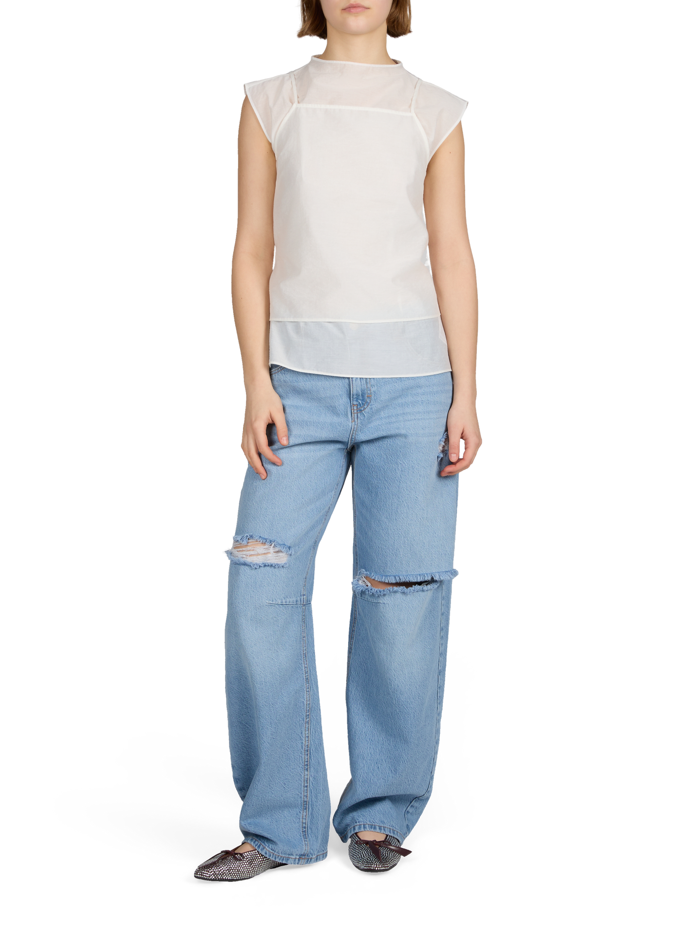 Top superposé Tsilvi en coton mélangé TOPSHOP Beige