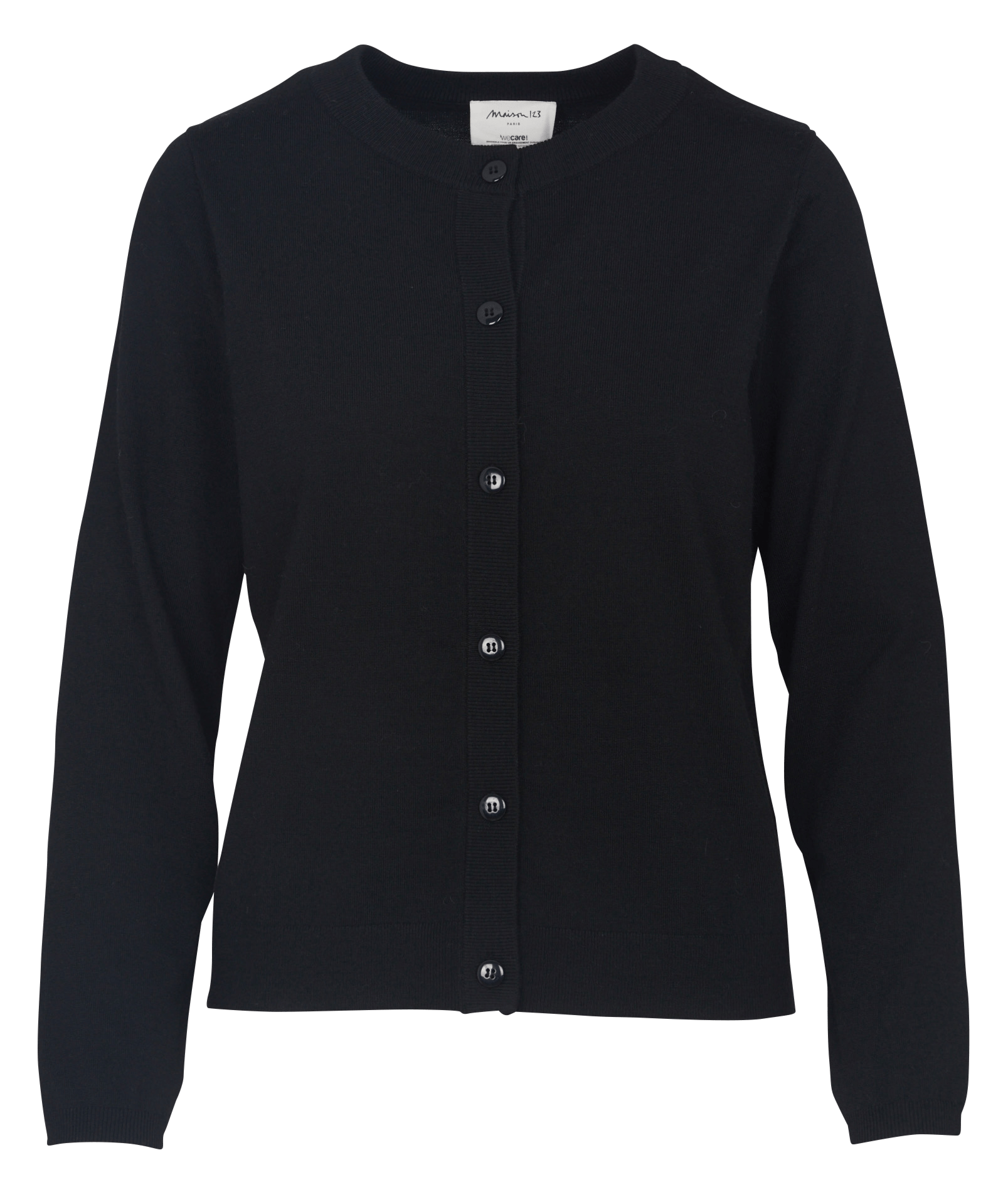 Gilet droit col rond en maille mélangée payton MAISON 123 Noir