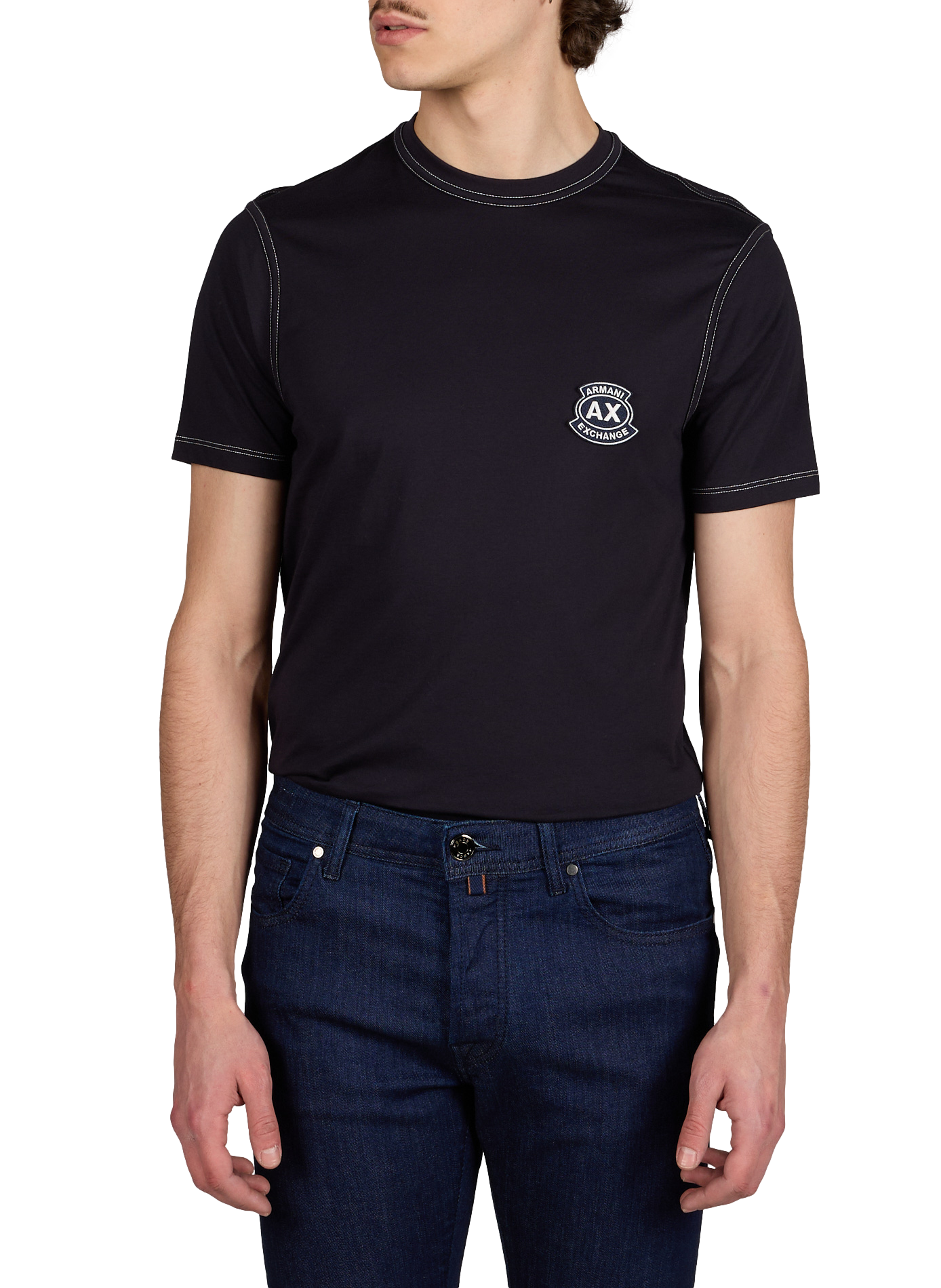 Cotton logo patch T-shirt ARMANI EXCHANGE Blue