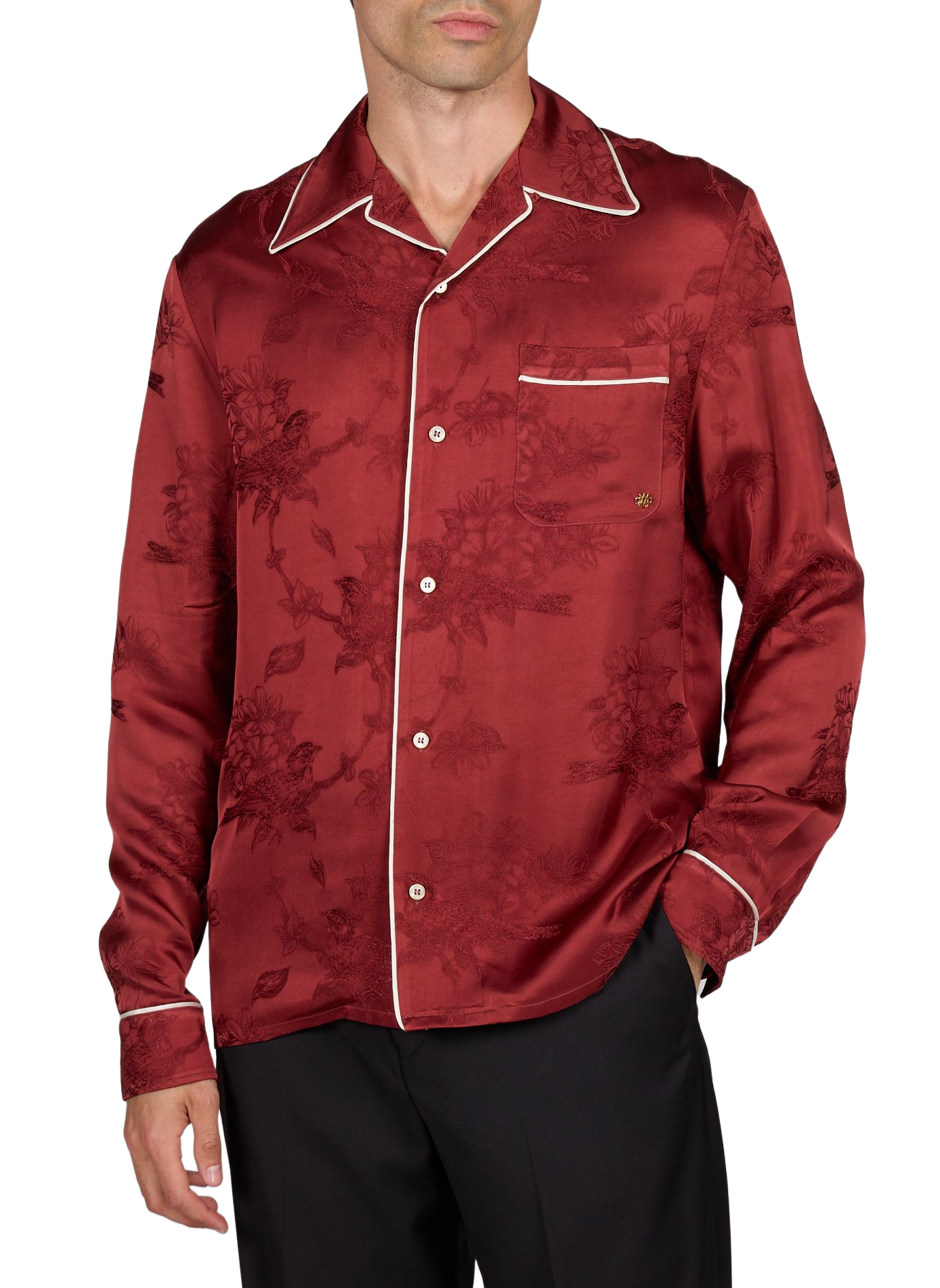 Chemise de pyjama en jacquard floral AMIRI Rouge