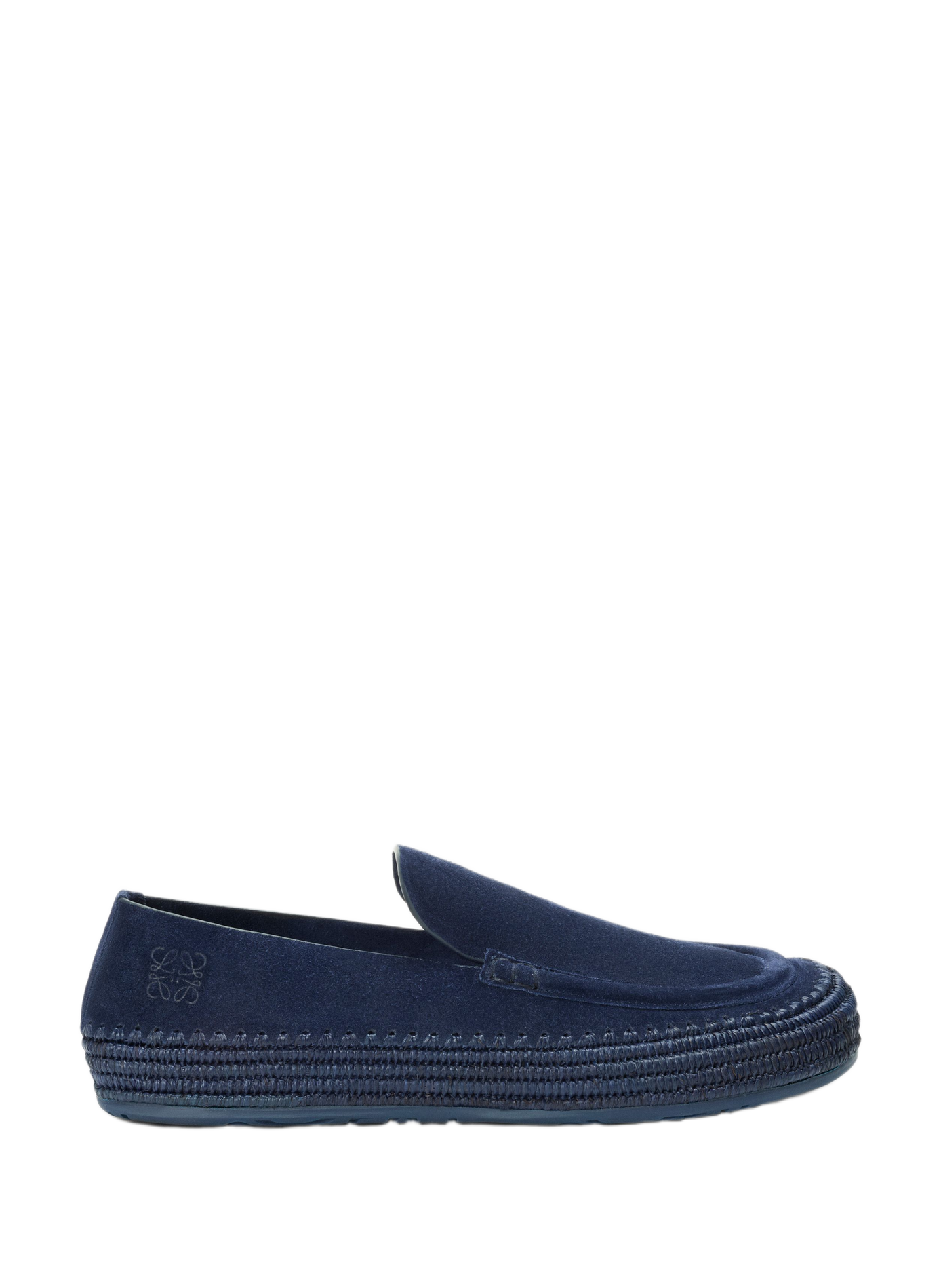 Rio suede and raffia moccasins RIO LOAFER Ink blue