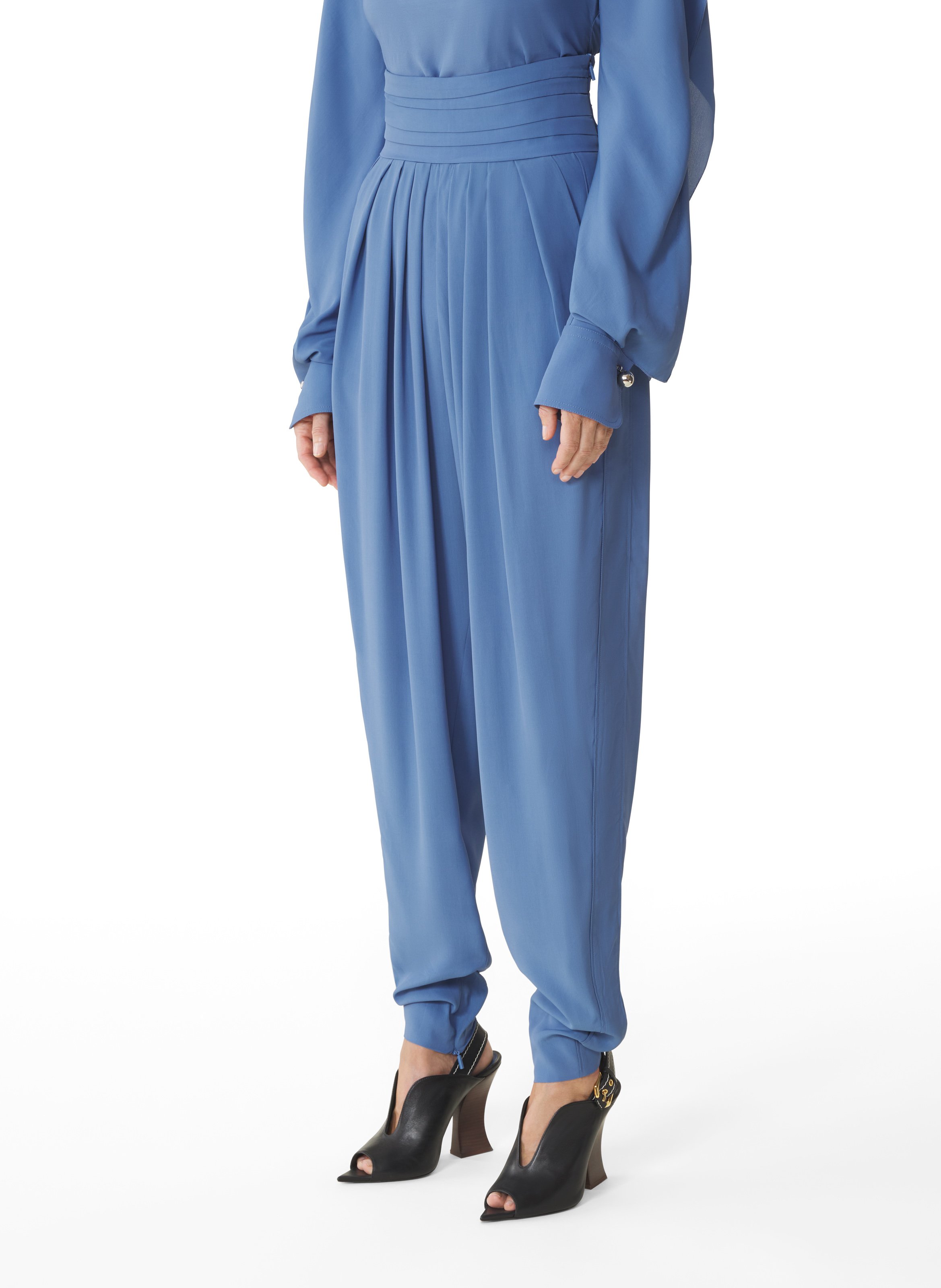 Pantalon drapé en crêpe de chine LANVIN Bleu