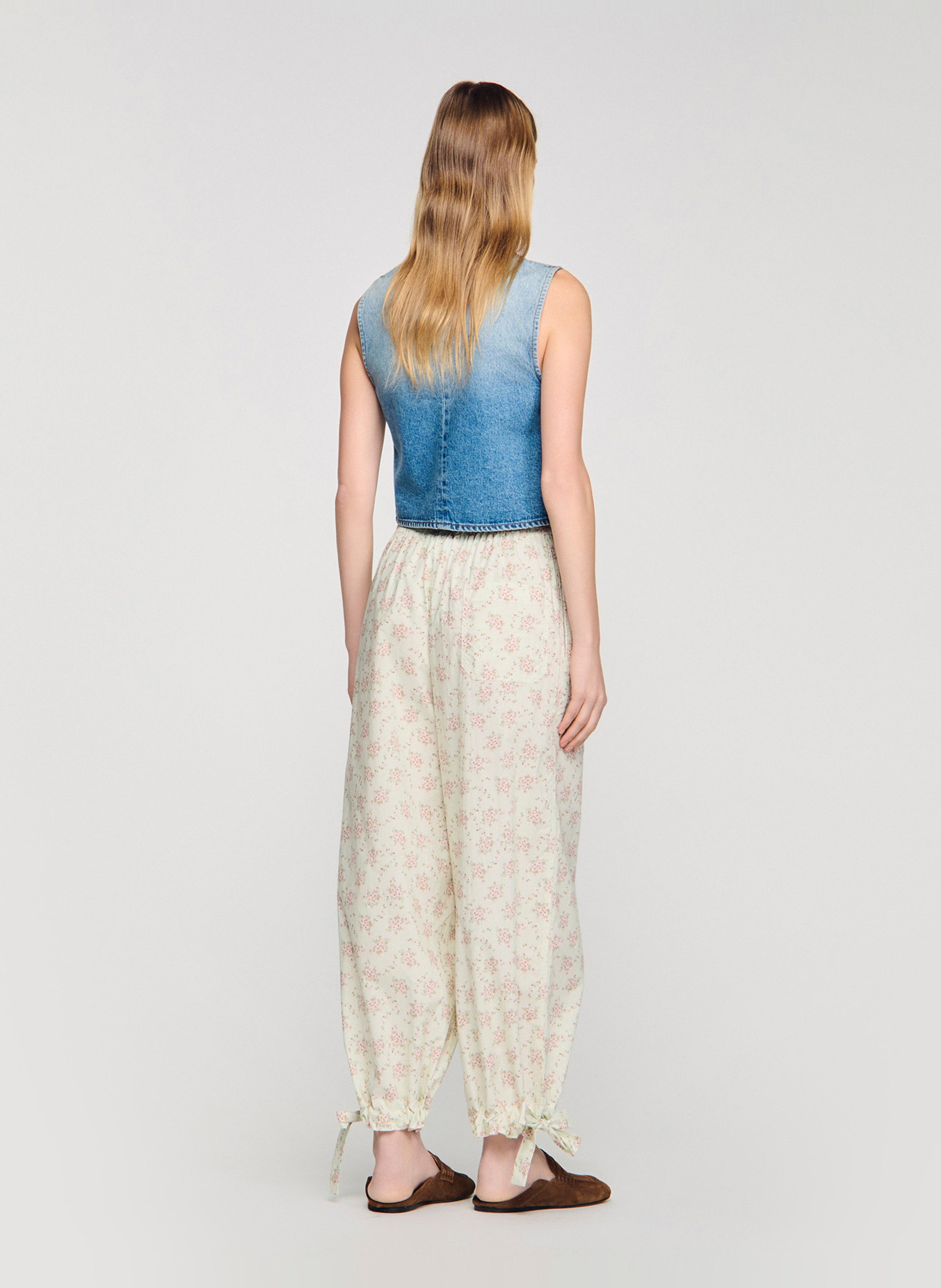 Pantalon large à imprimé floral SANDRO Rose