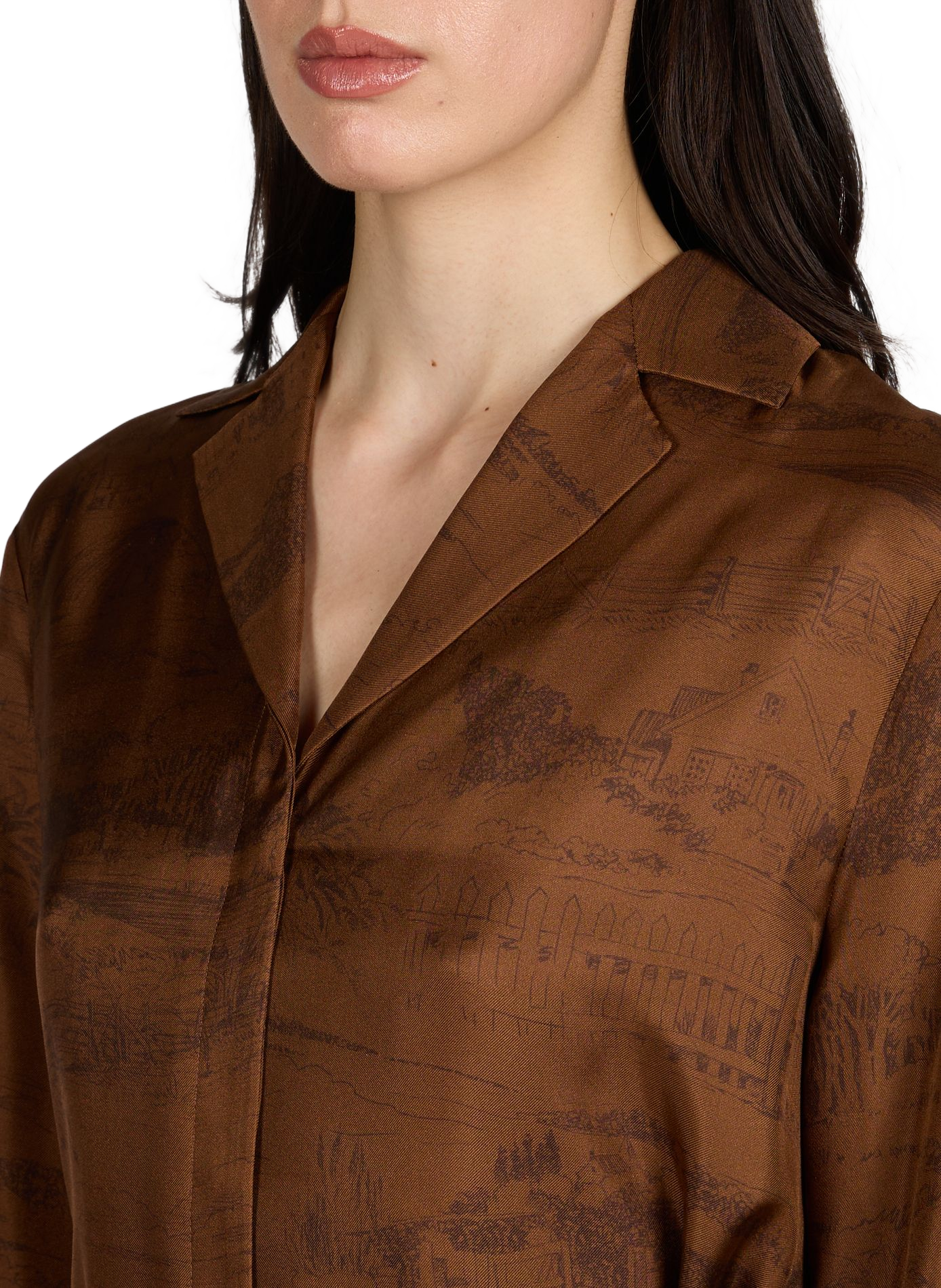 Camicia diritta con cintura a motivo MAX MARA STUDIO Marrone