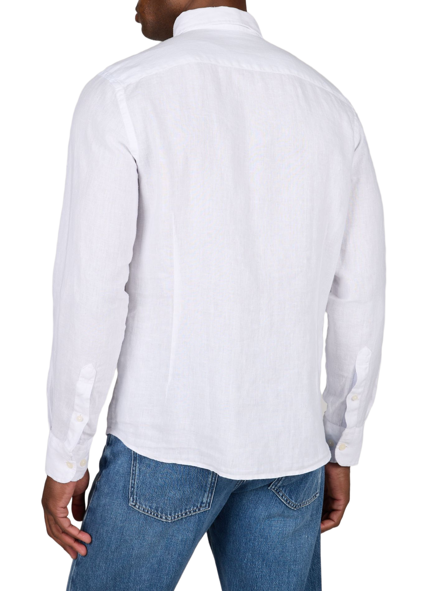 Chemise droite col américain en lin HACKETT Blanc