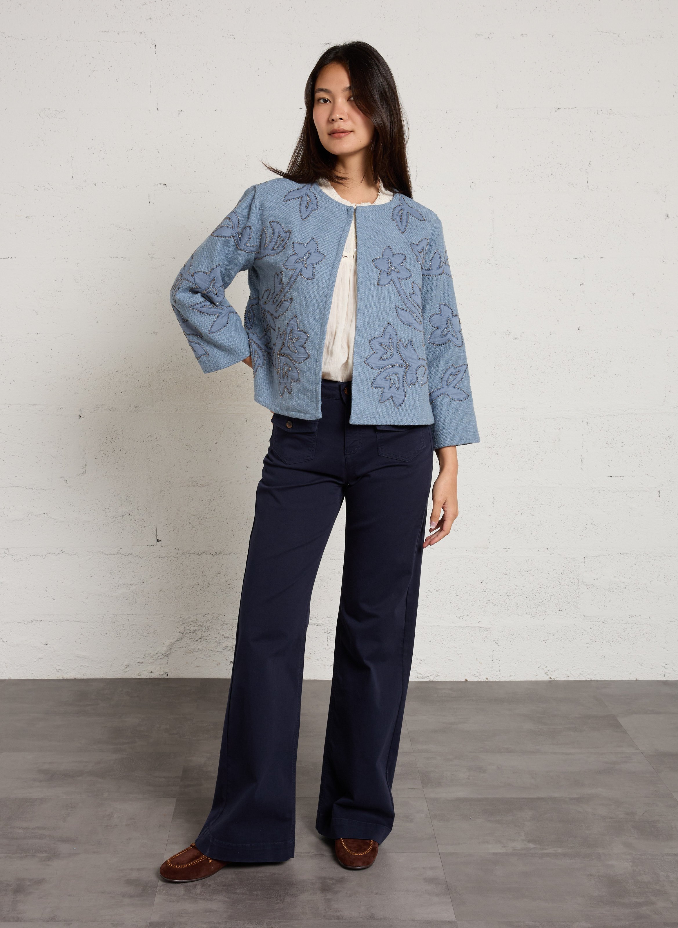 Veste droite en coton vitalie MAISON 123 Bleu