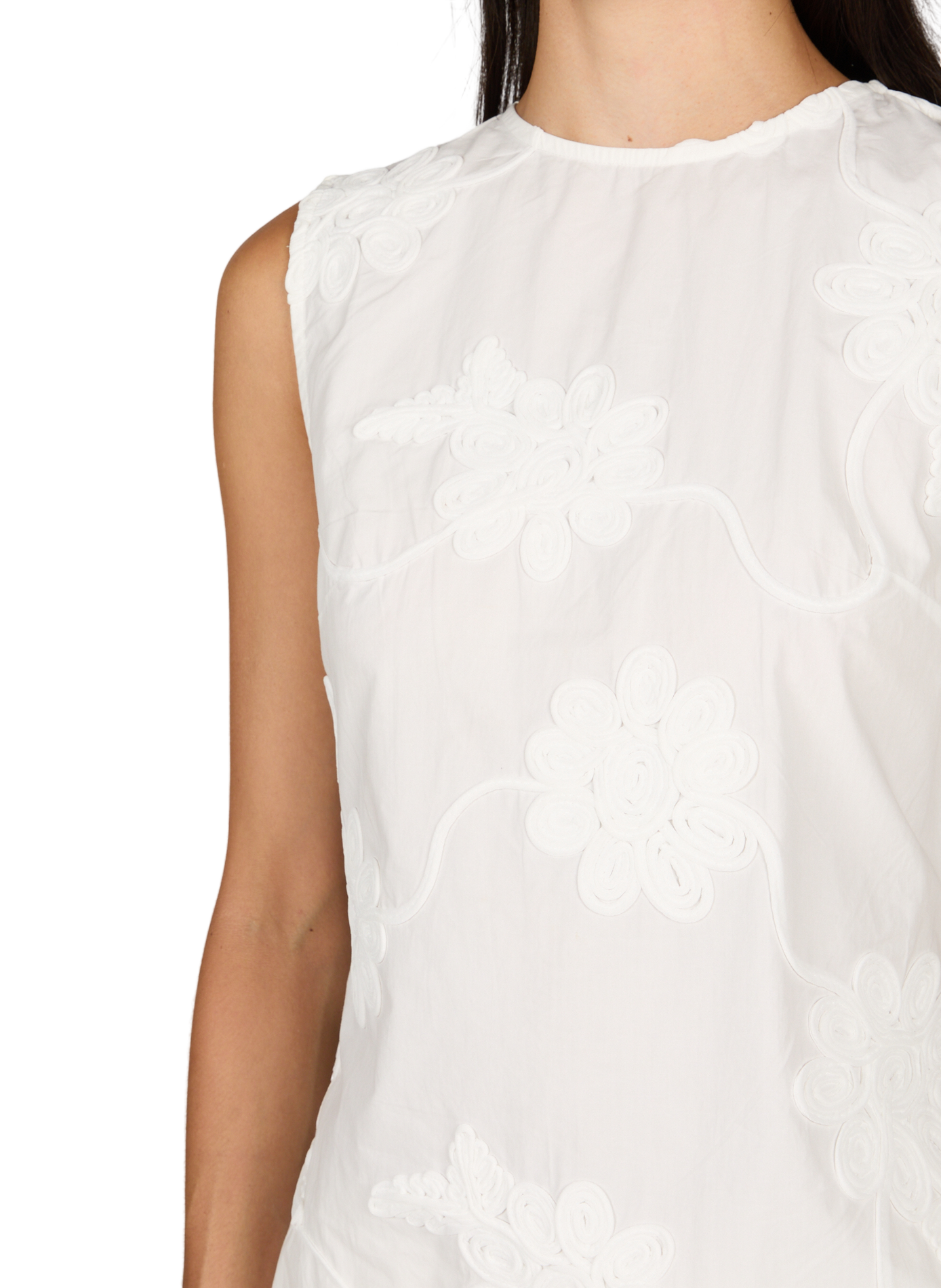 Sleeveless floral cotton top ROTATE White