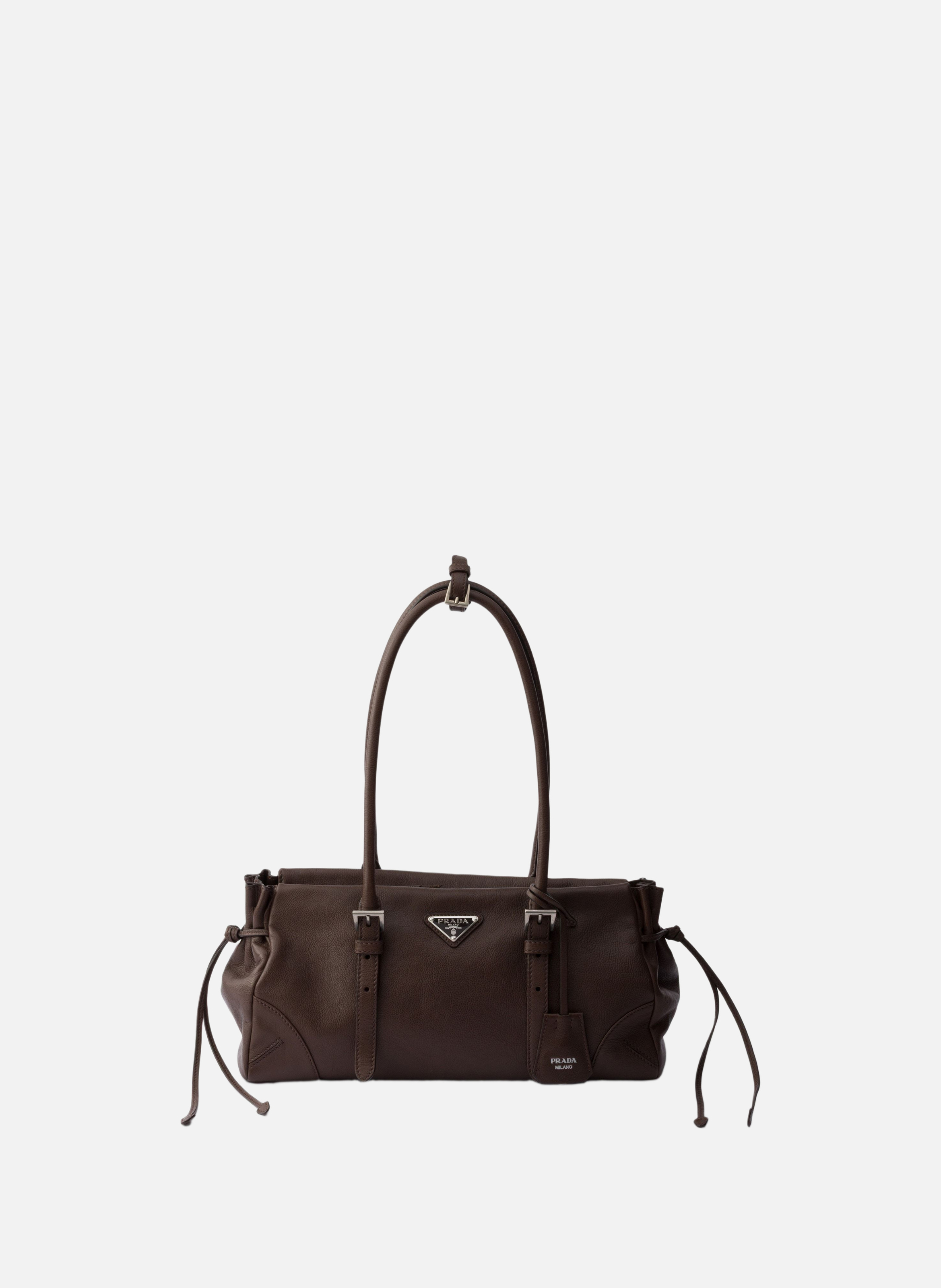 Cabas prada bonnie en cuir vieilli de taille moyen PRADA Marron