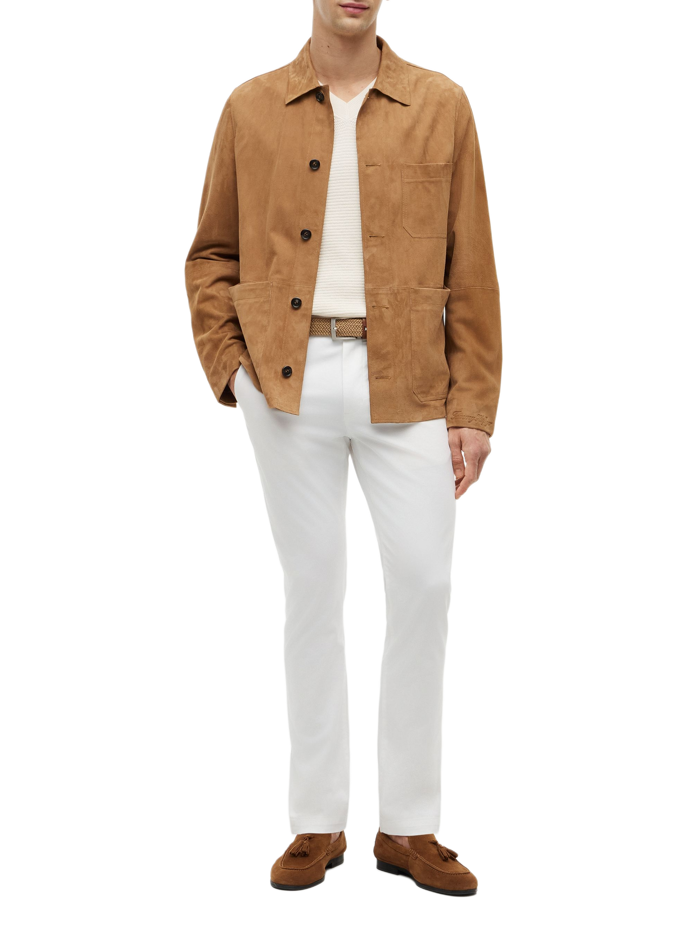 Leren jas met klassieke kraag TOMMY HILFIGER Bruin