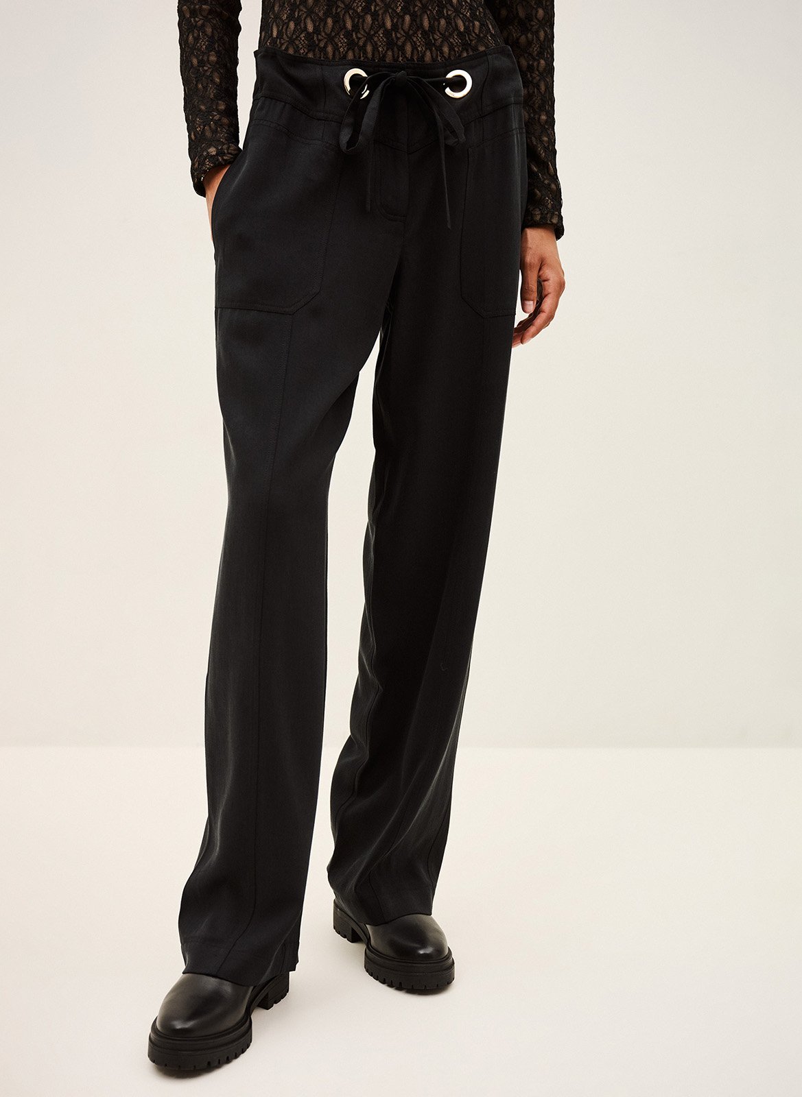 Pantalon fluide taille haute uni pavana BA&SH Noir