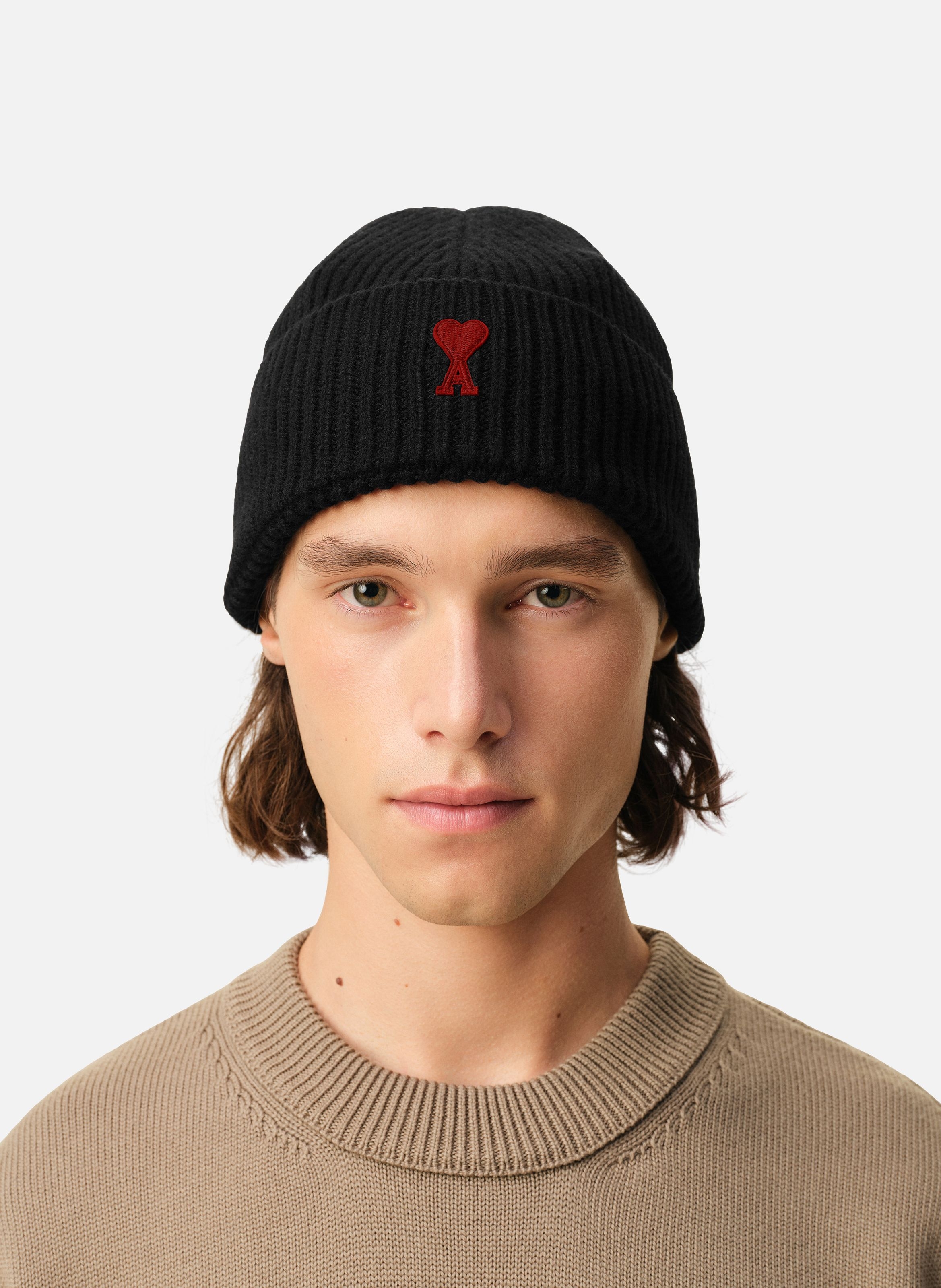 Bonnet ami de coeur rouge unisexe AMI PARIS Noir