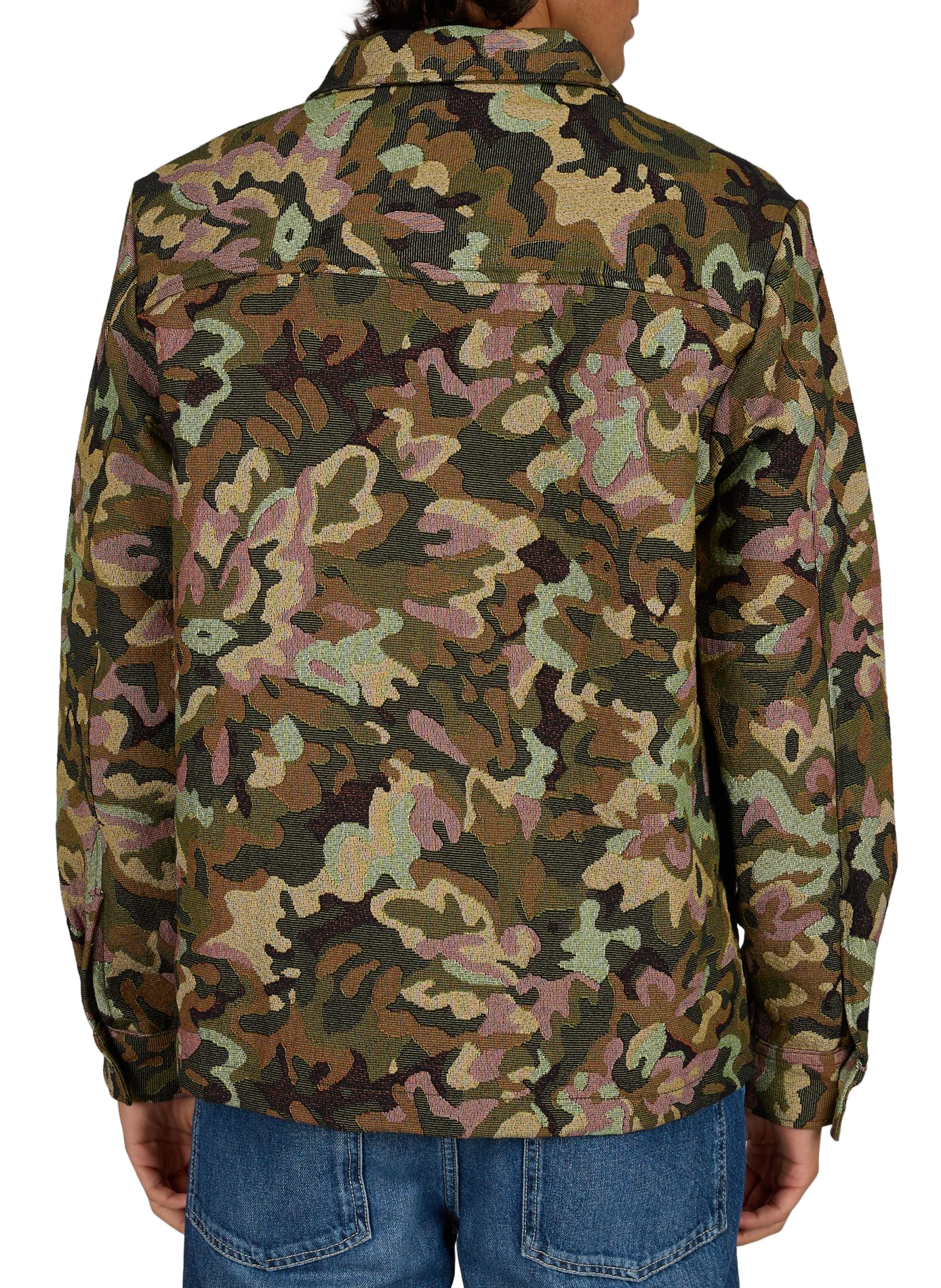 Straight classic collar printed overshirt FAGUO Green