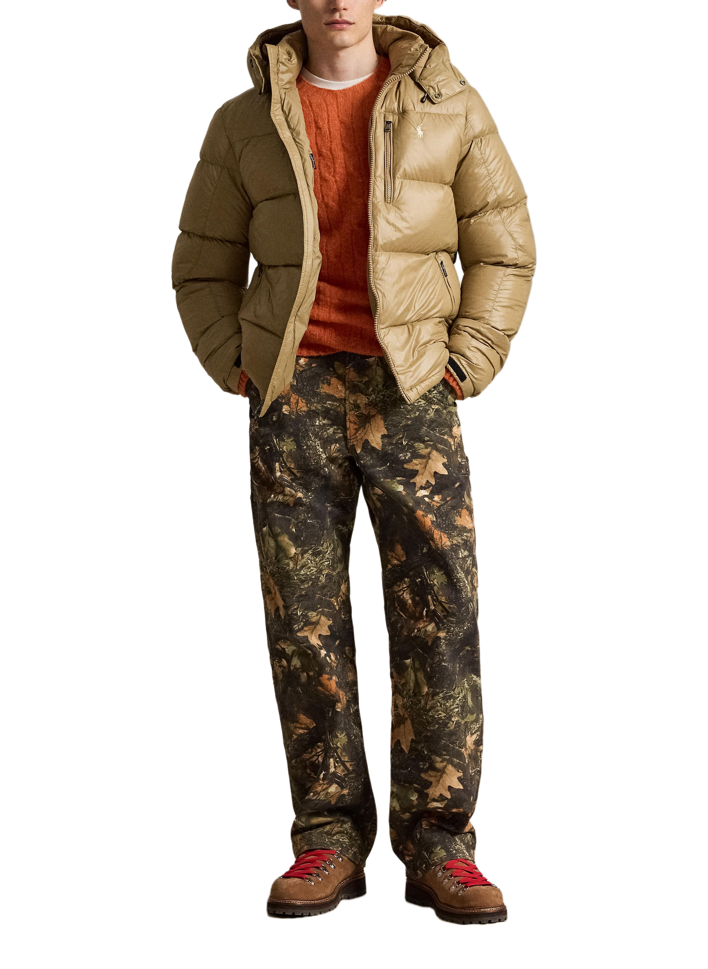 Doudoune droite à capuche amovible POLO RALPH LAUREN Beige
