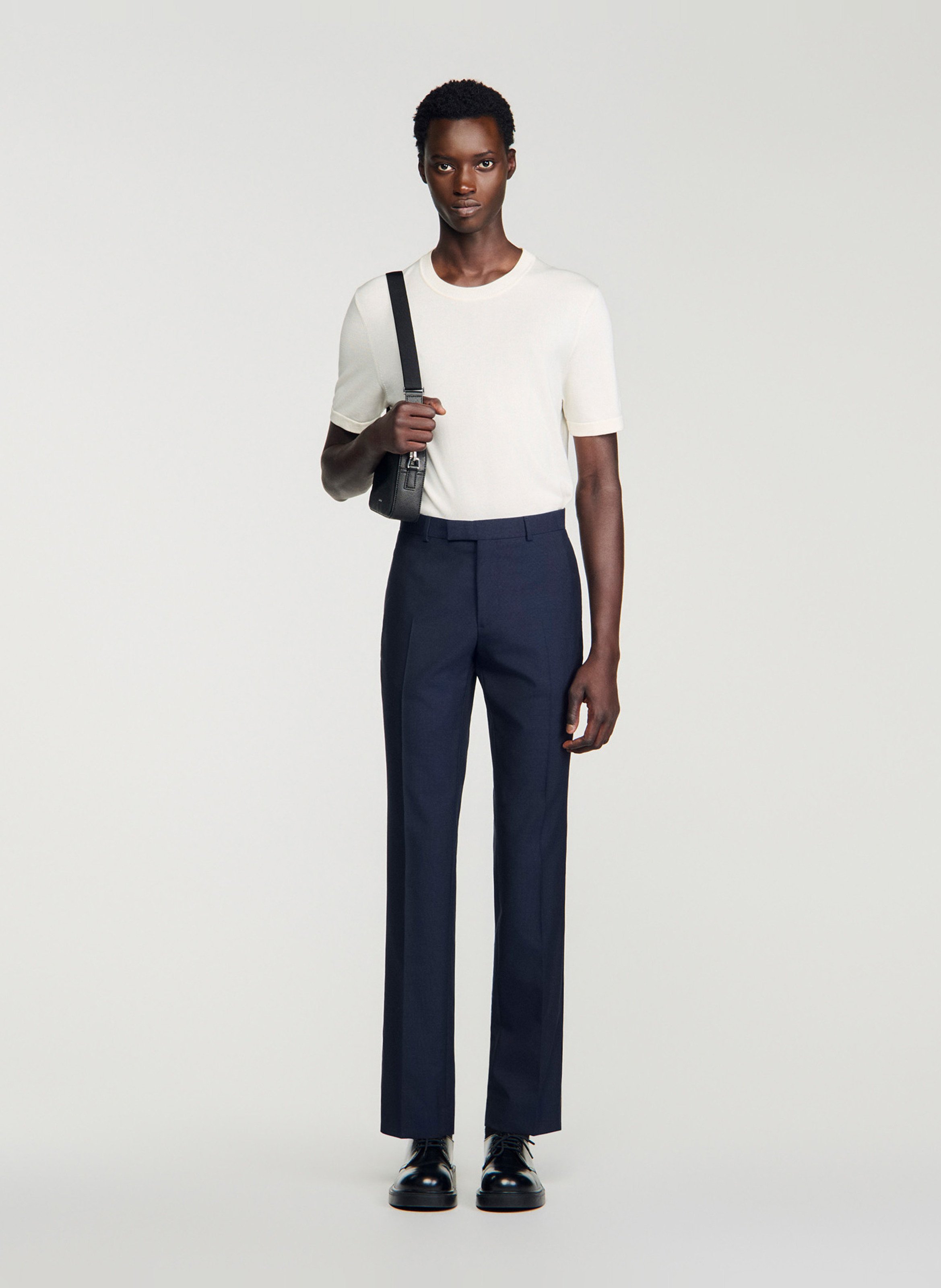 Pantalon de costume en laine SANDRO Bleu