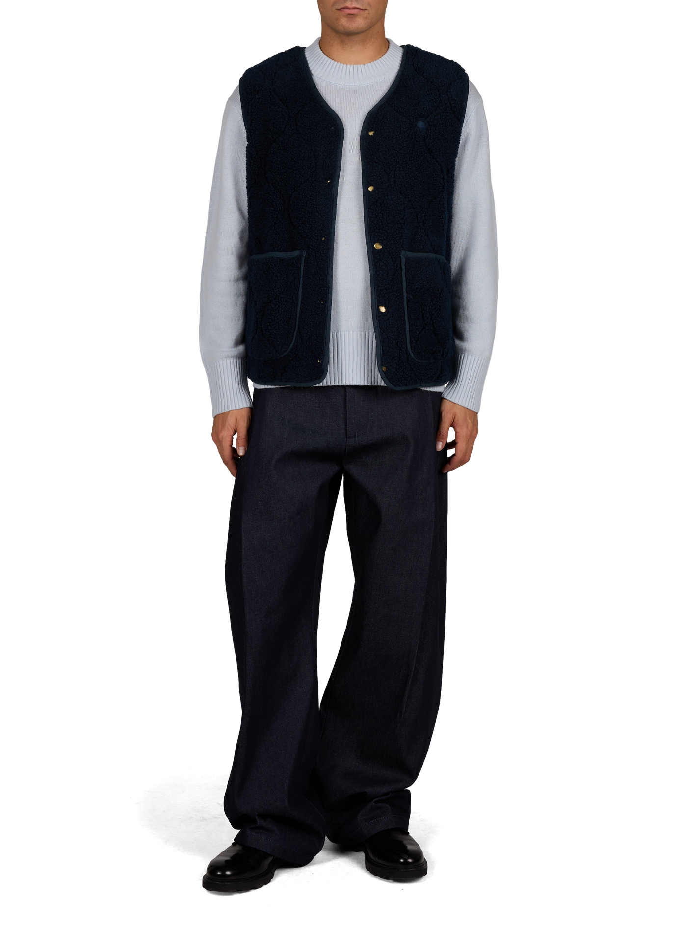 Reversible sleeveless jacket in cotton blend FAGUO Blue