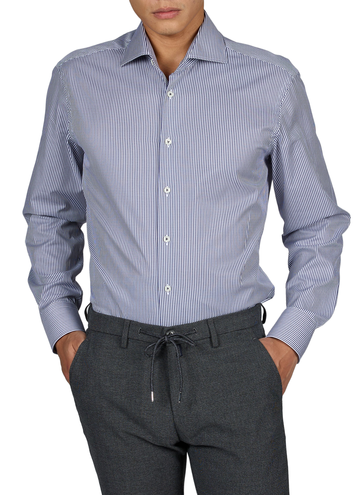 Gestreept katoenen overhemd VAN LAACK Blauw
