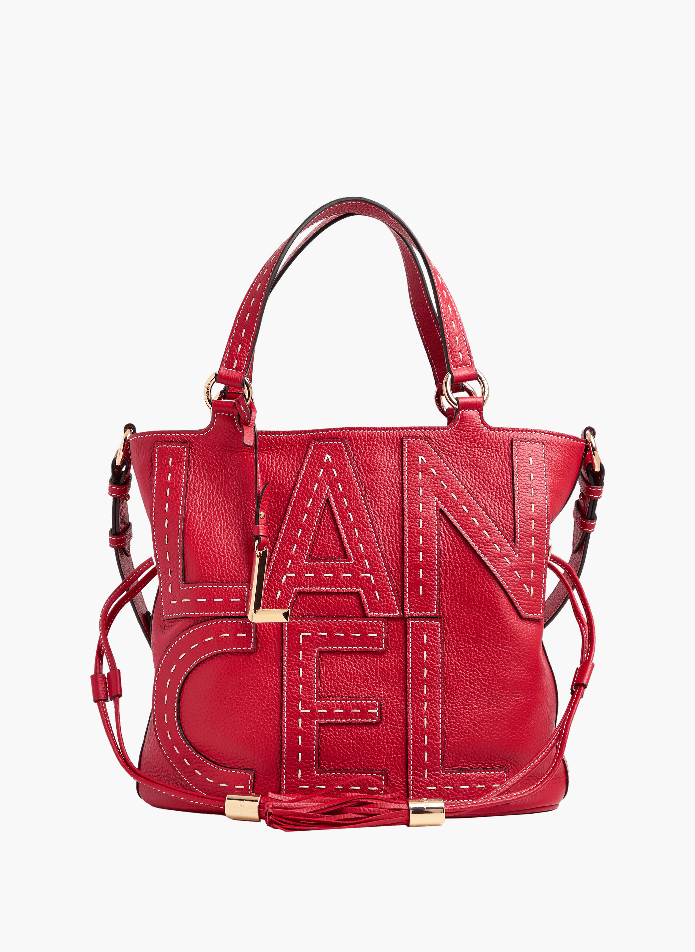 Sac seau premier flirt de lancel en animation 150y maxi lettres : cuir de vachette graine LANCEL Rouge