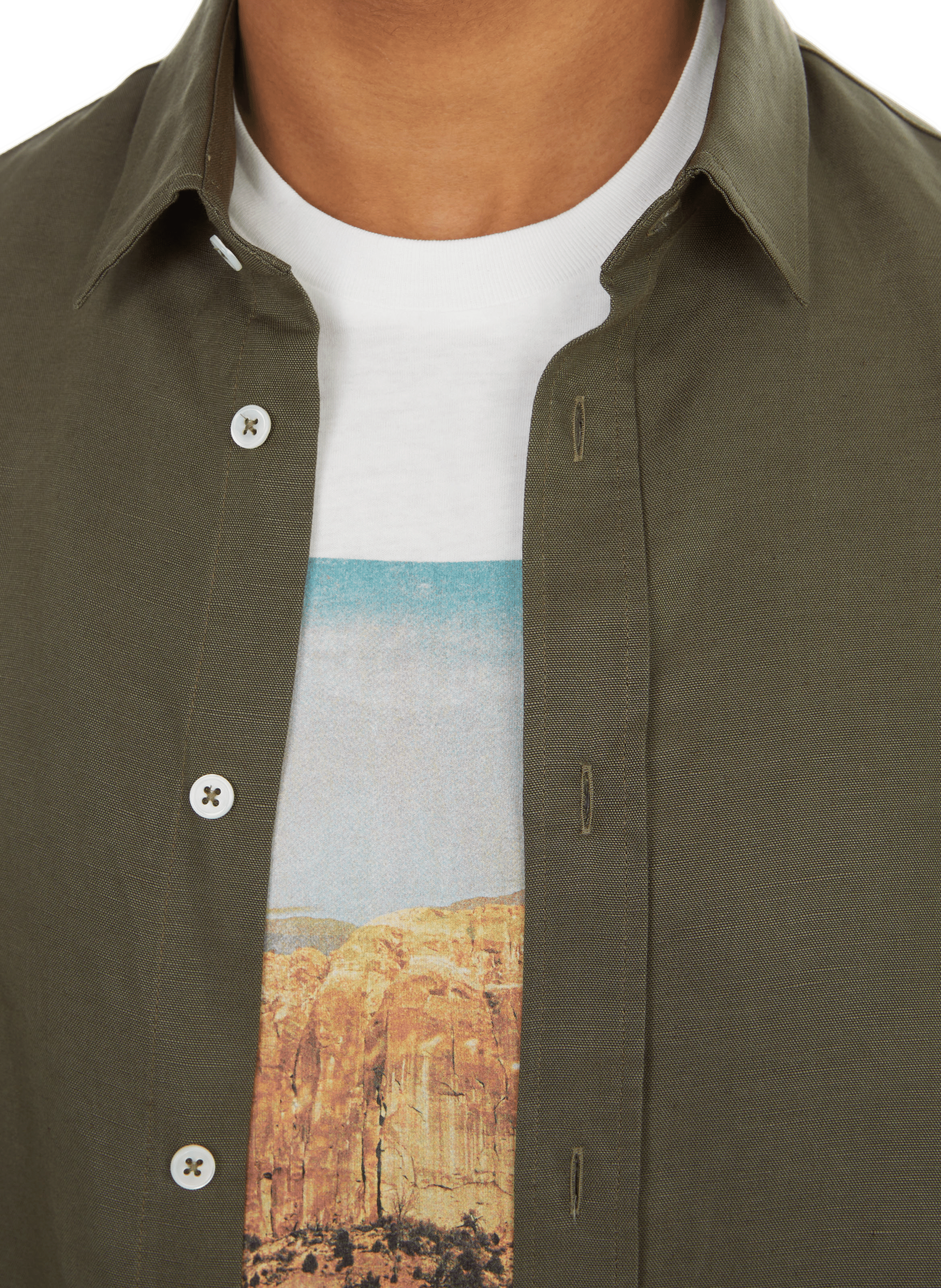 Bara linen and lyocell shirt EDITIONS 102 Khaki