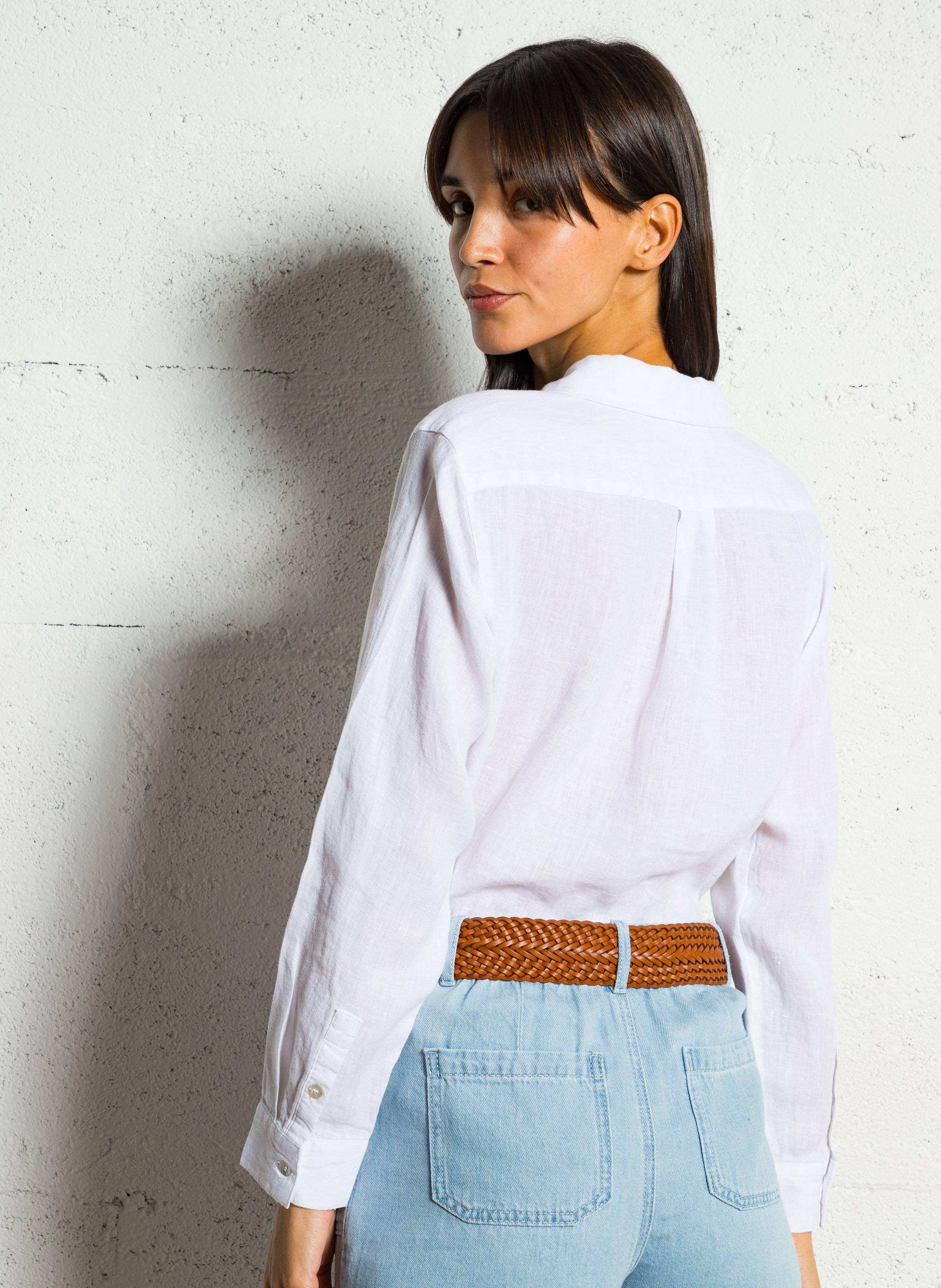 Chemise droite en lin thomas MAISON 123 Blanc