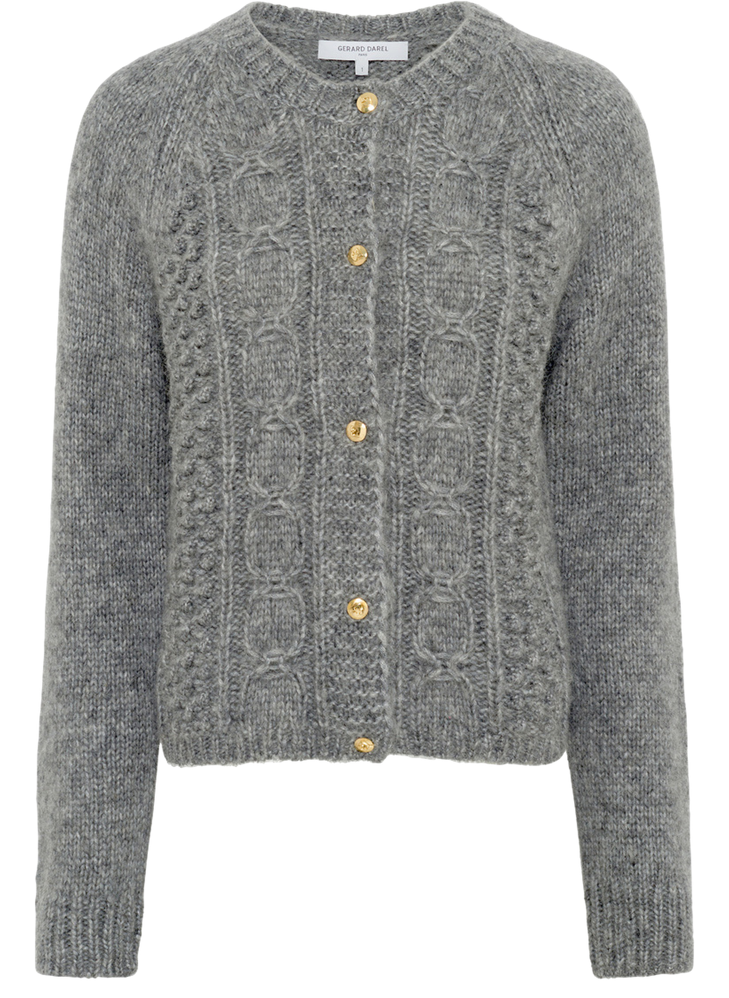 Gilet à torsades et boutons dorés - eliane GERARD DAREL Gris