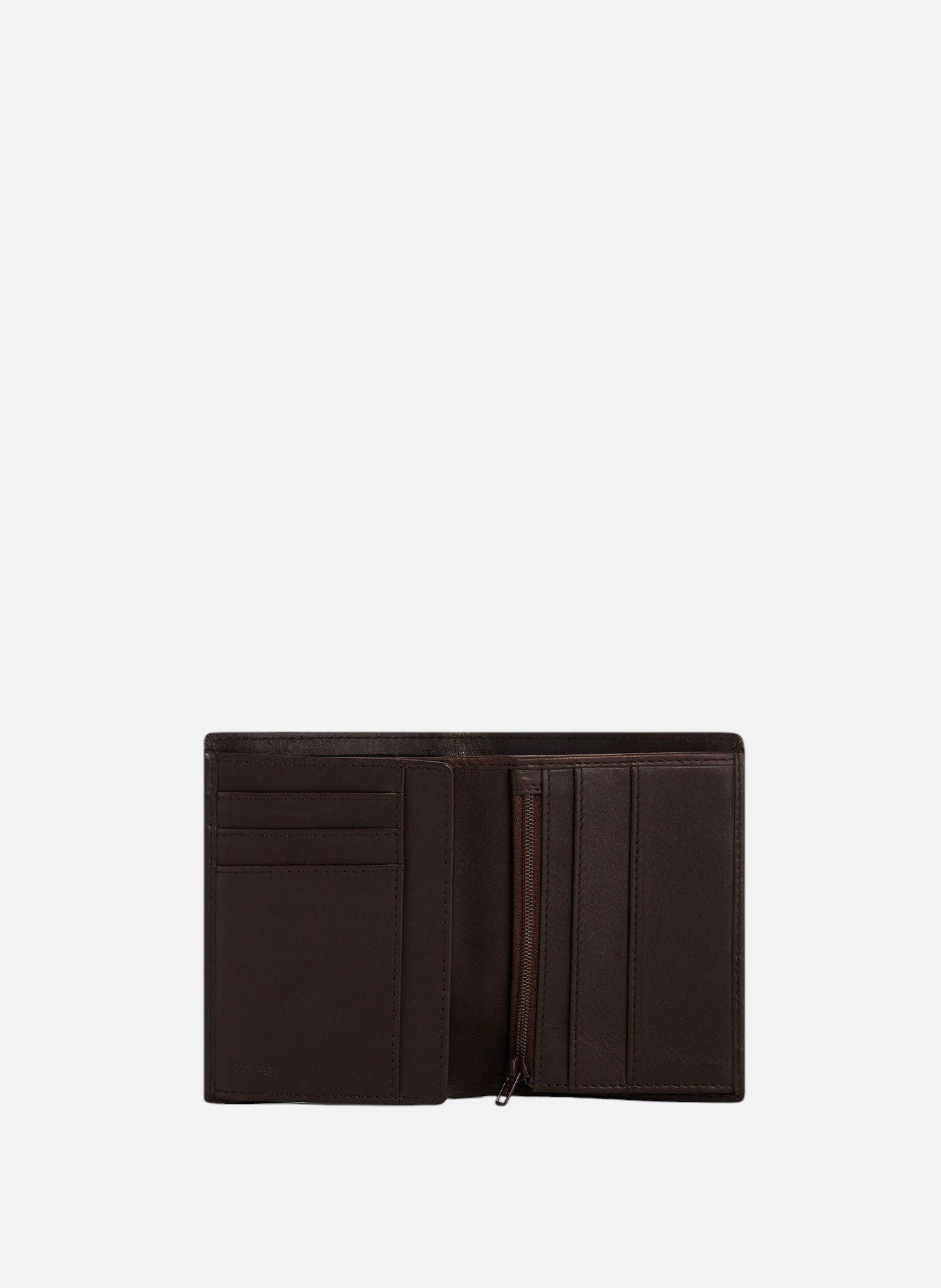 Portefeuille vertical zippé 2 volets gary en cuir huilé Marron