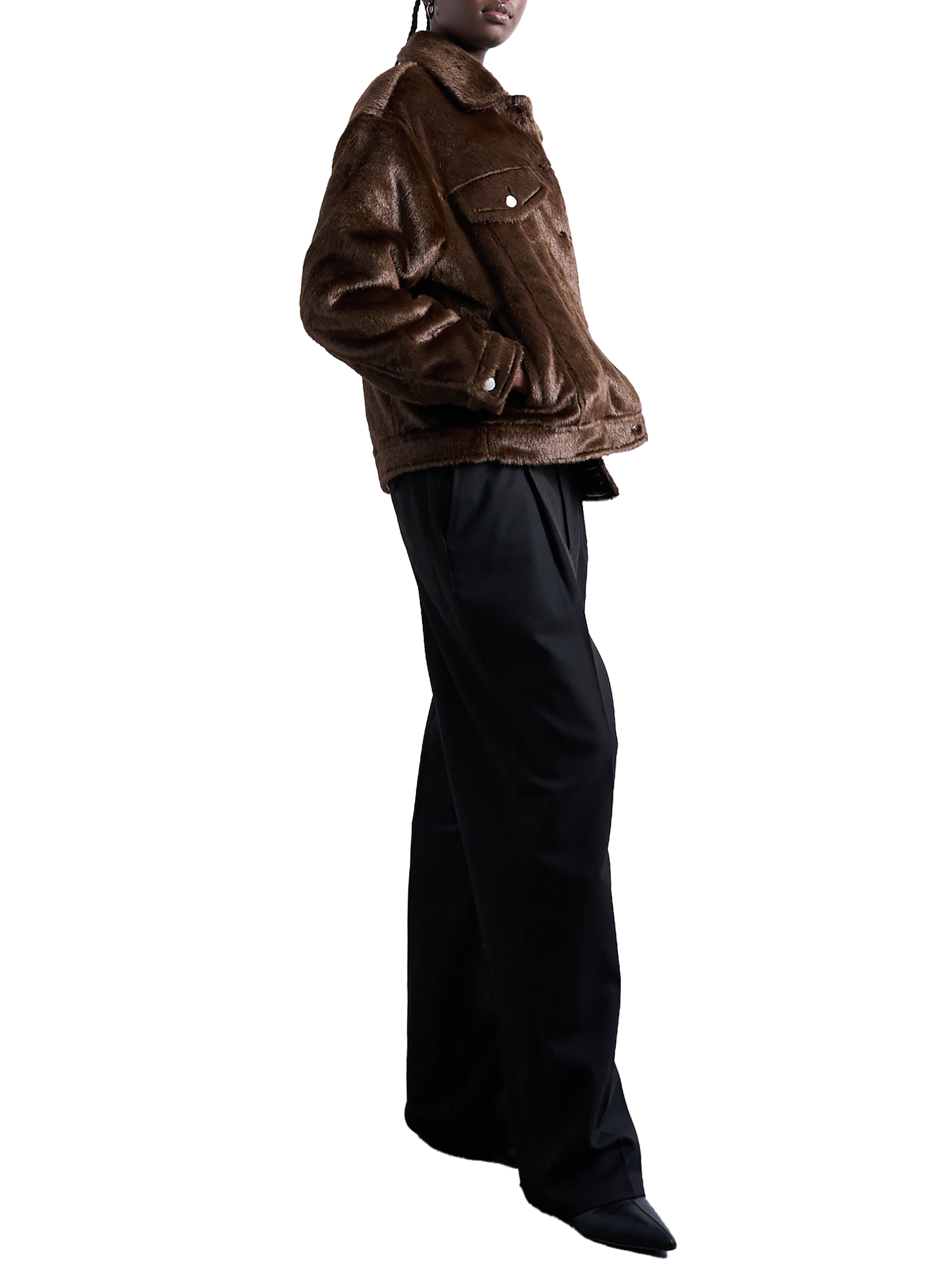 Blouson en faussure fourrure TOPSHOP Marron