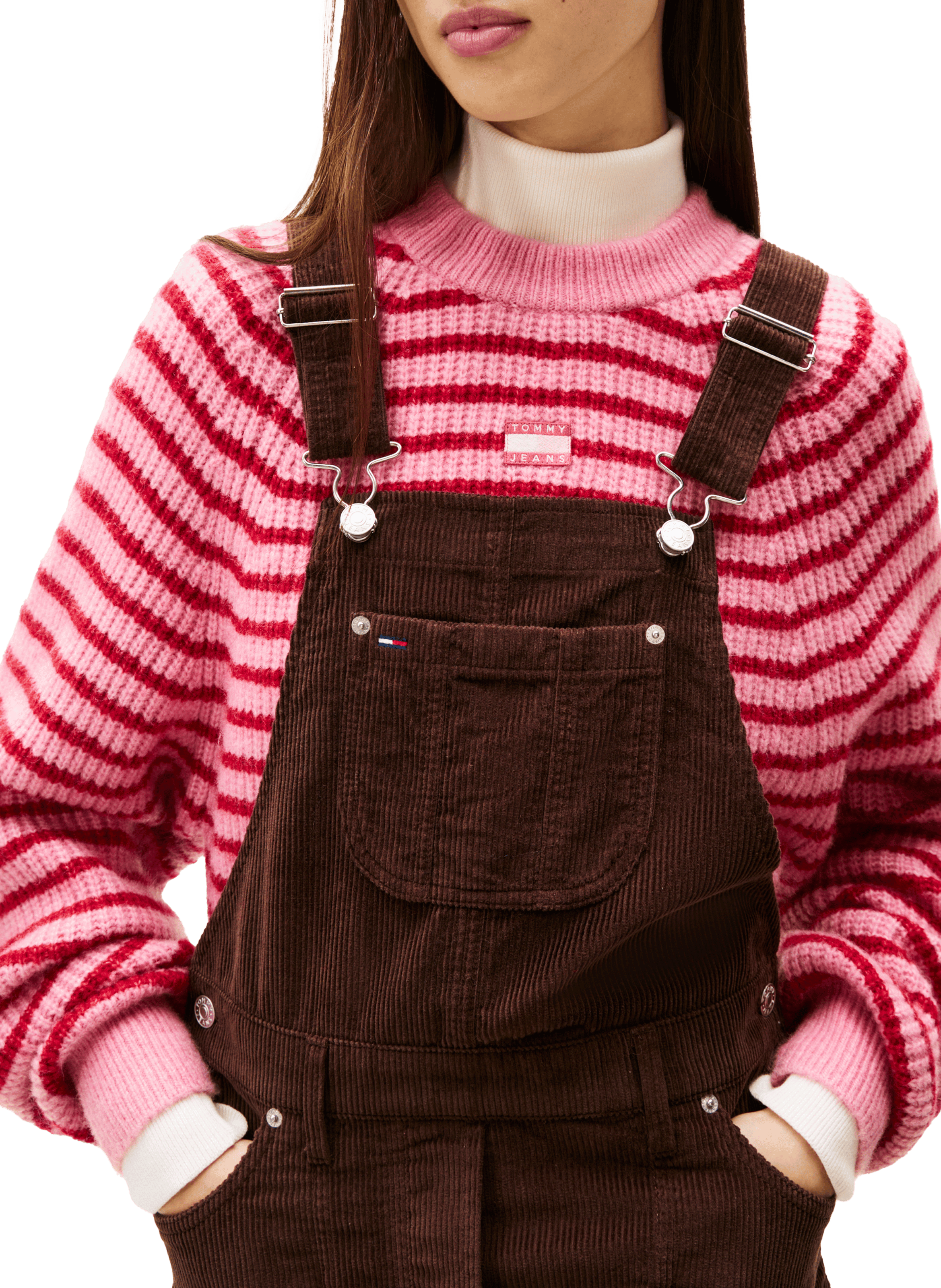 Cotton dungaree dress TOMMY HILFIGER Brown