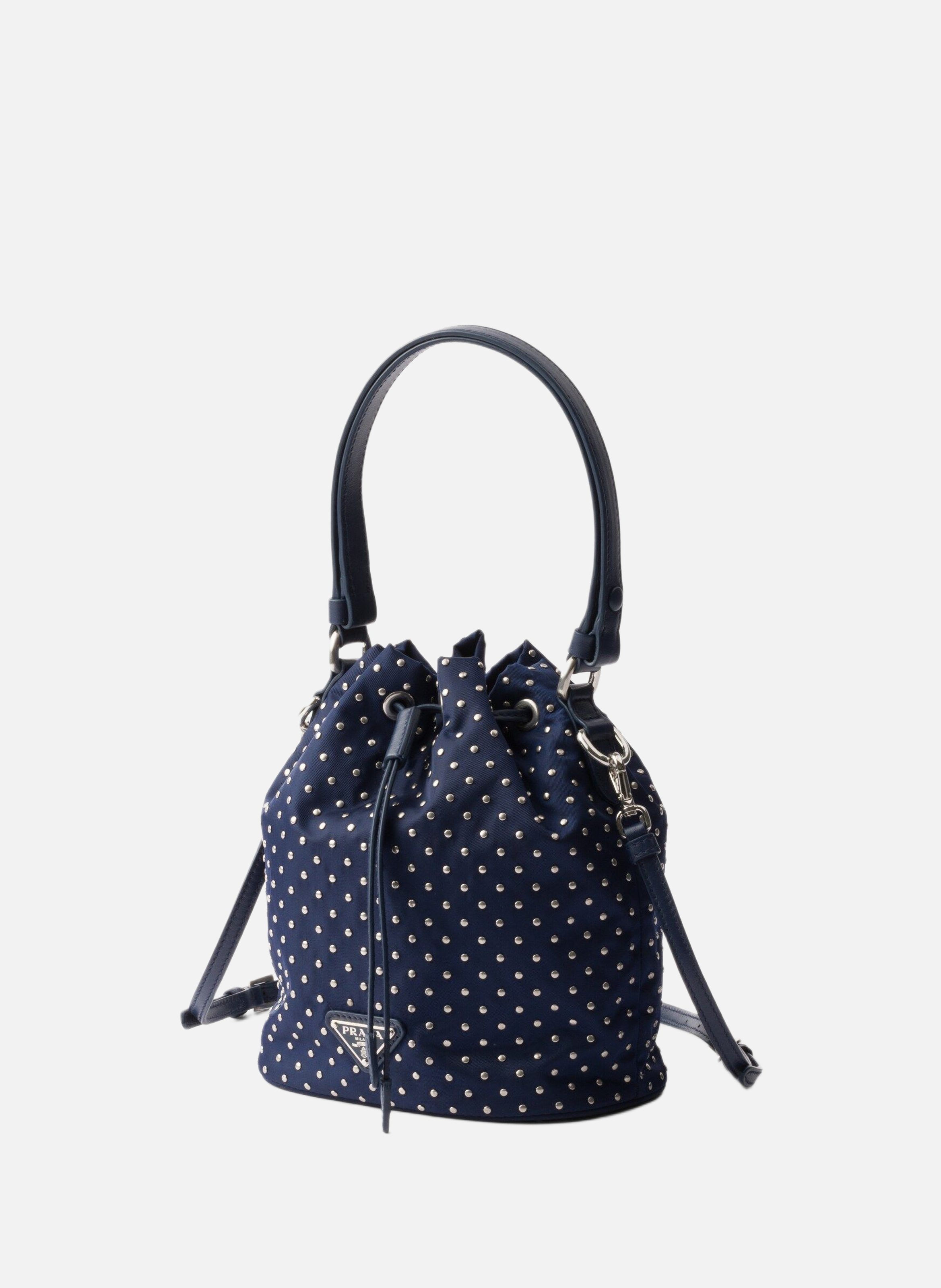 Mini sac en re-nylon avec clous PRADA Bleu