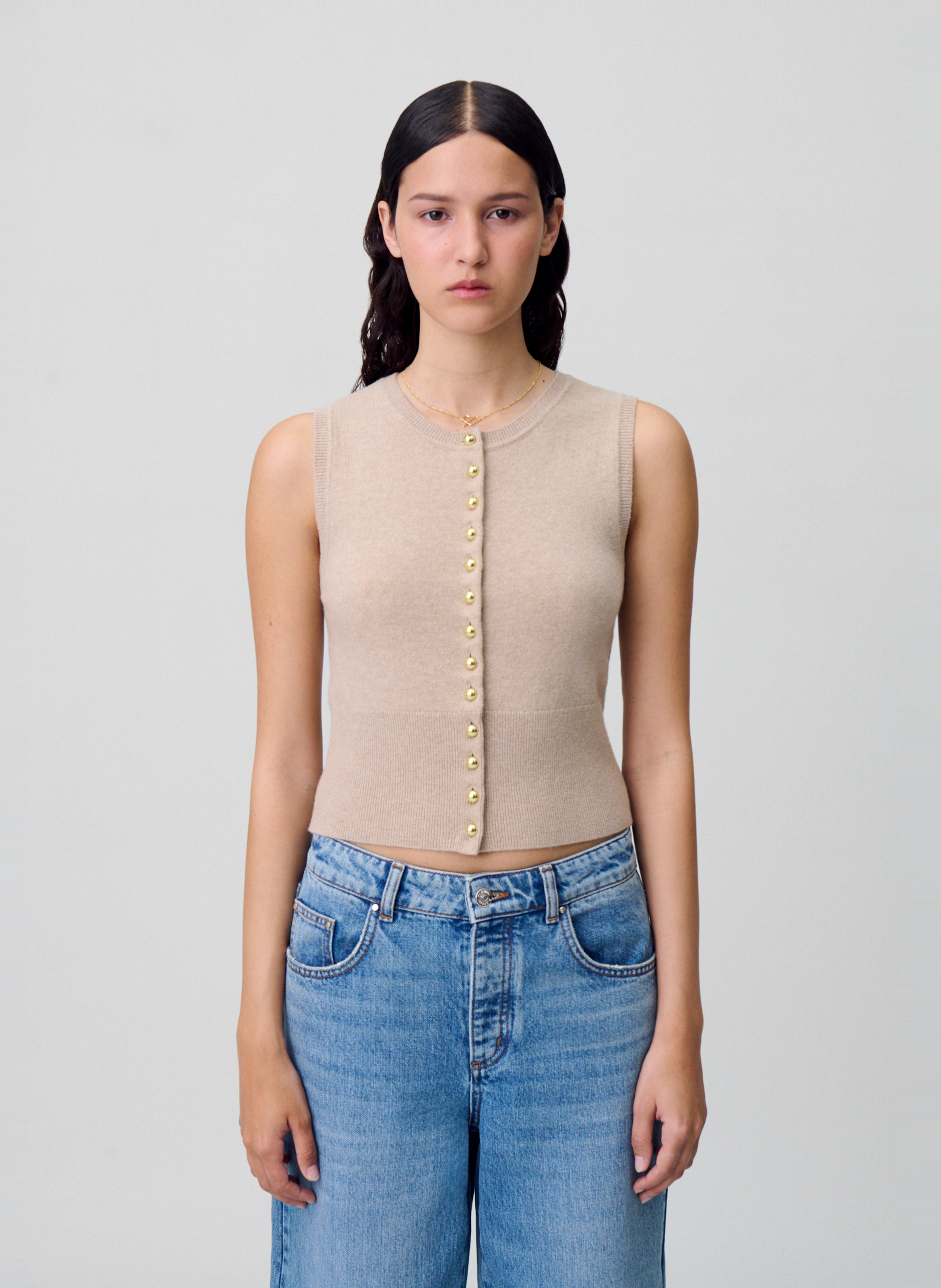 Top ajusté en laine CLAUDIE PIERLOT Beige