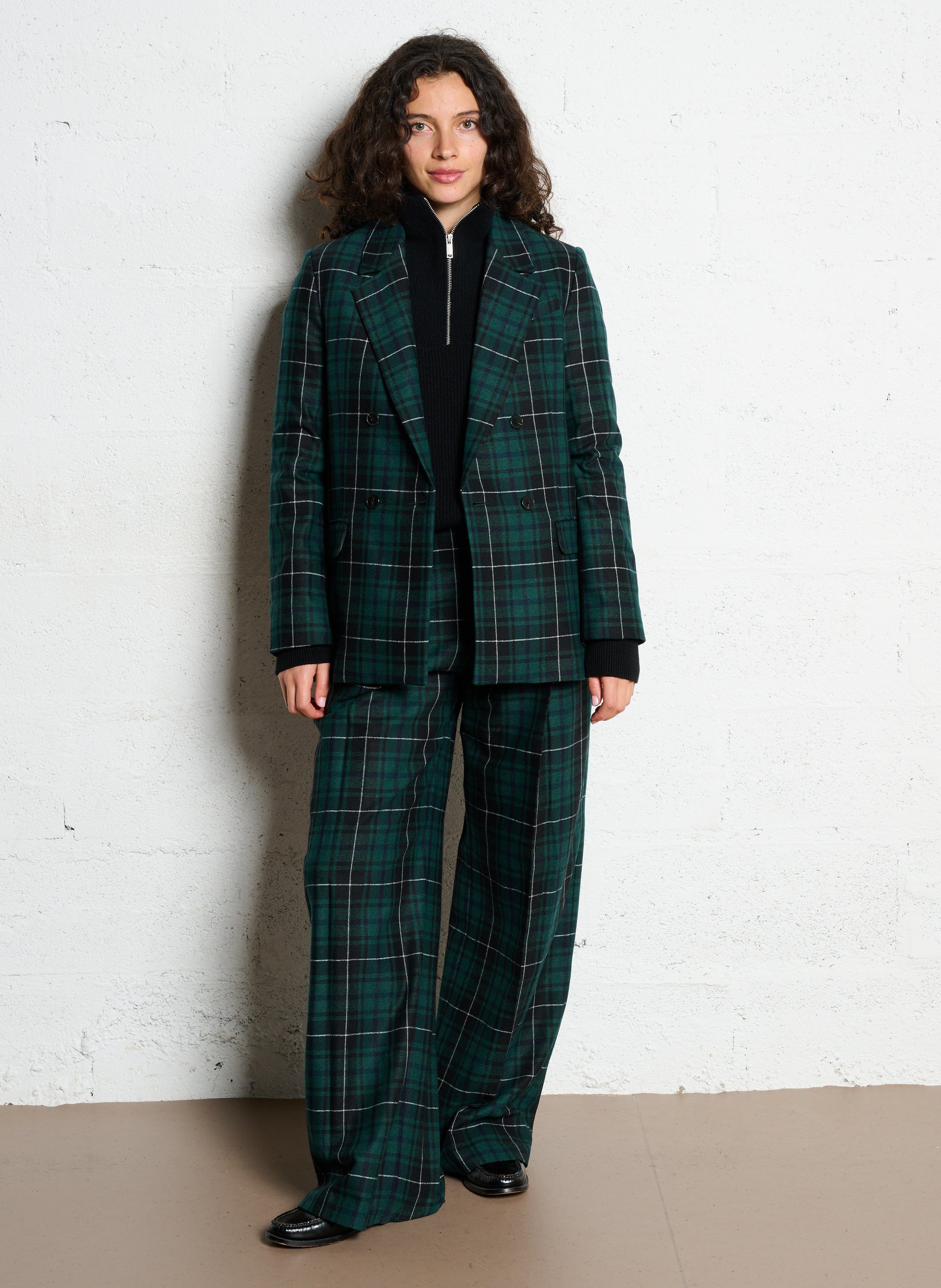 Veste de blazer ajustée à carreaux IKKS Vert