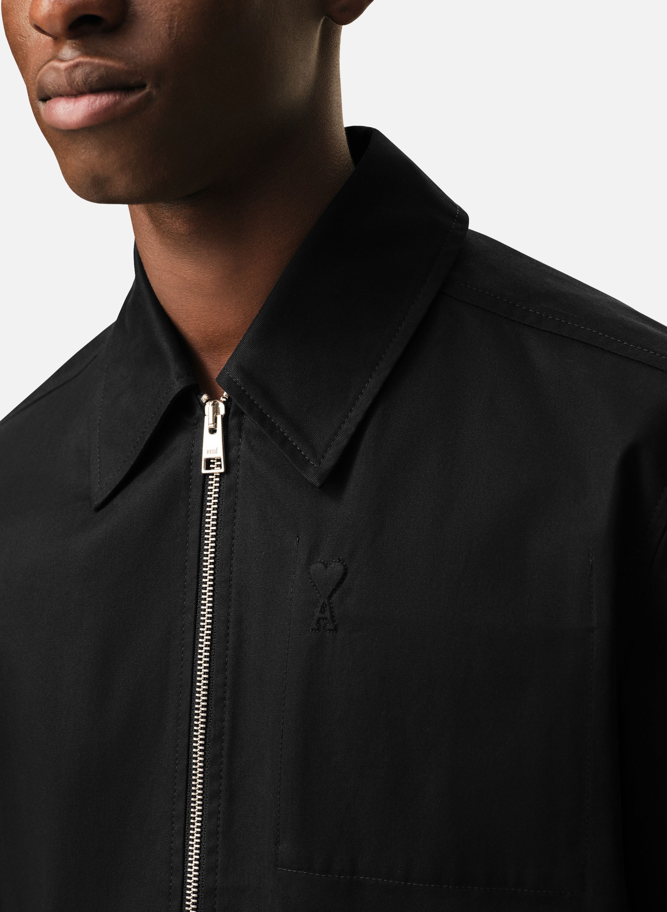 Blouson zippé ami de coeur en coton AMI PARIS Noir