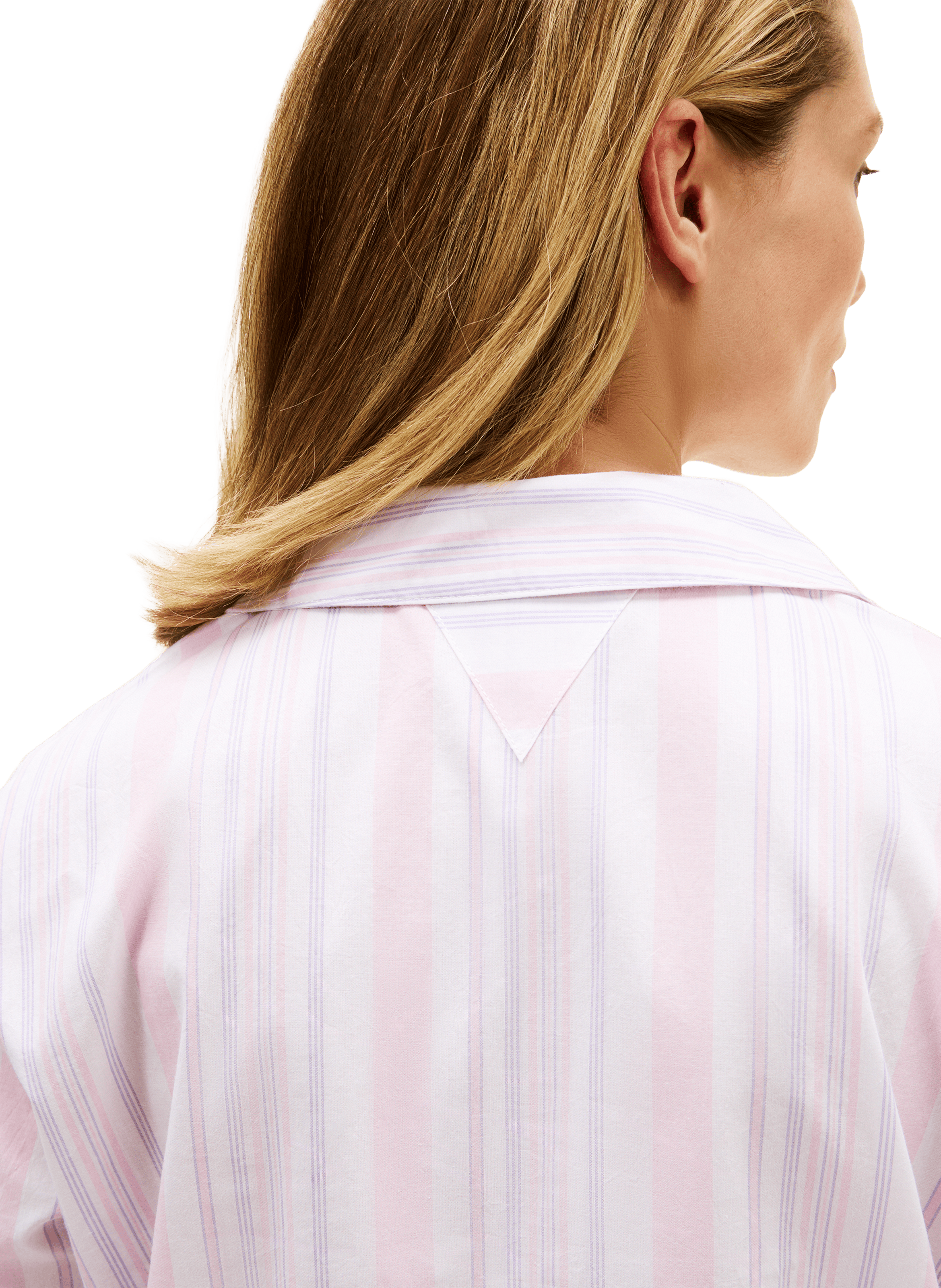 Robe chemise de nuit rayée en coton TOMMY HILFIGER Rose