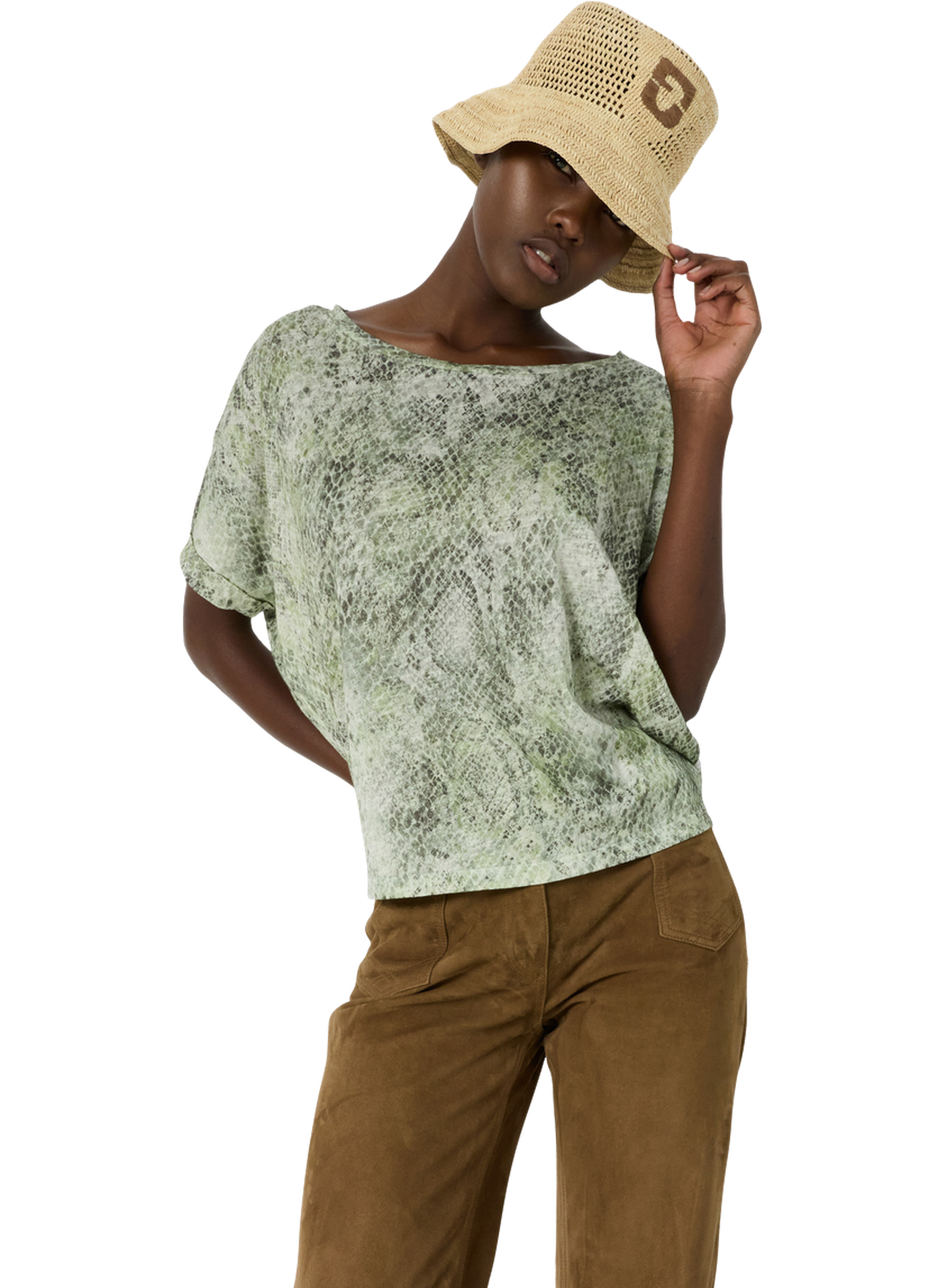 T-shirt oversize imprimé python - mariel GERARD DAREL Vert