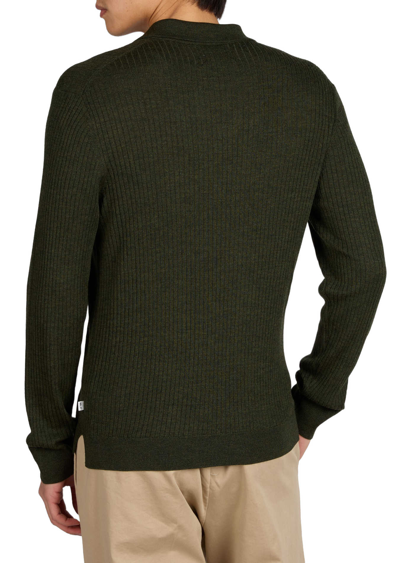Long-sleeve merino wool polo NN.07 Khaki