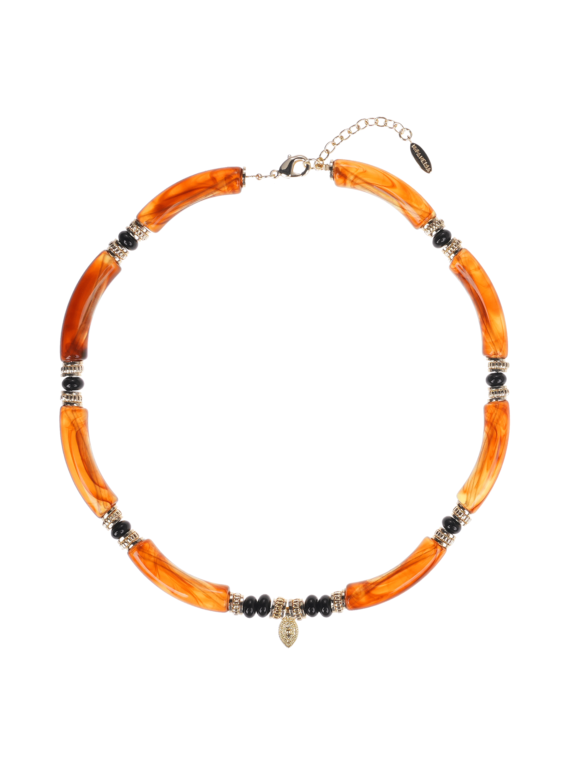 Collier de perles et pampilles berbere HIPANEMA Kaki