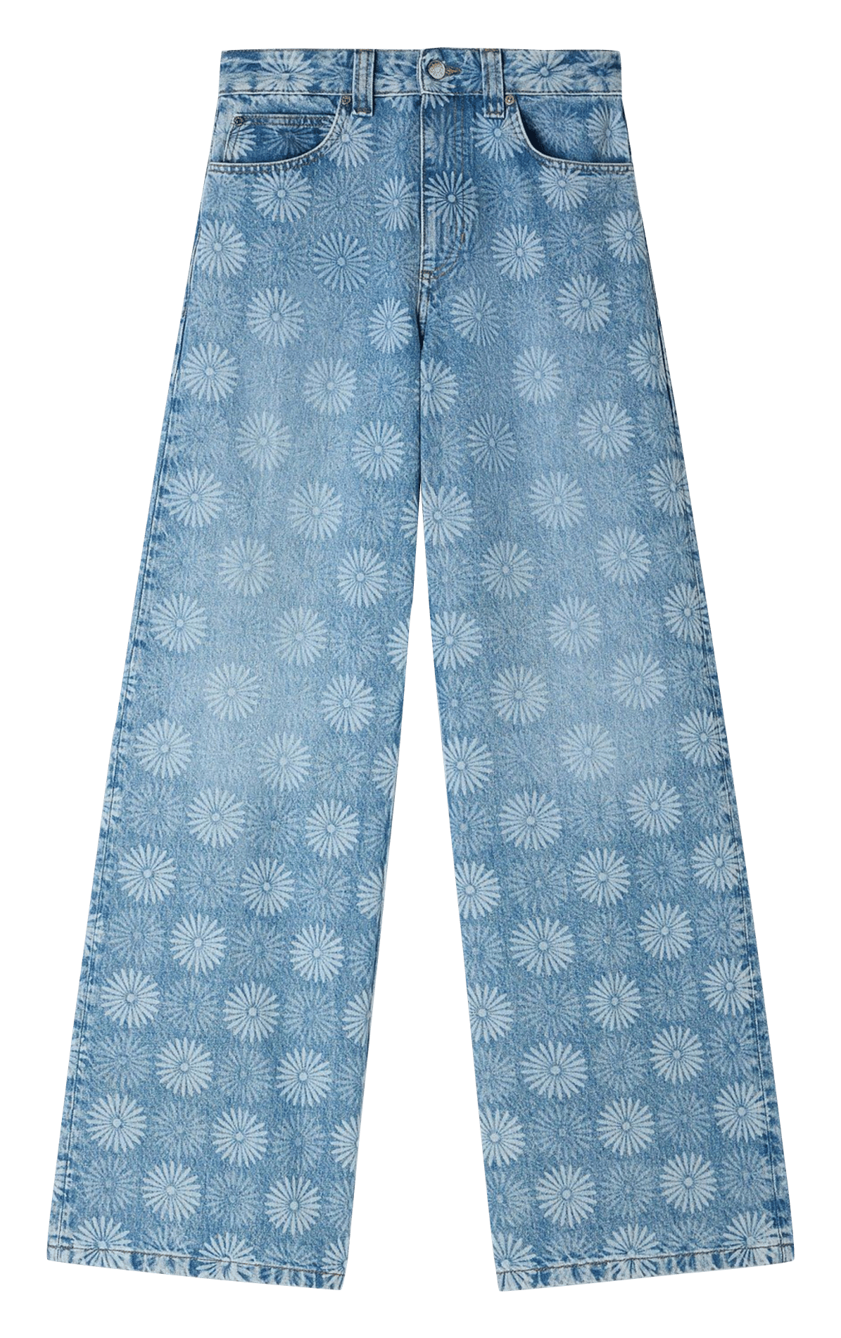 Jean large taille haute en coton SANDRO Bleu